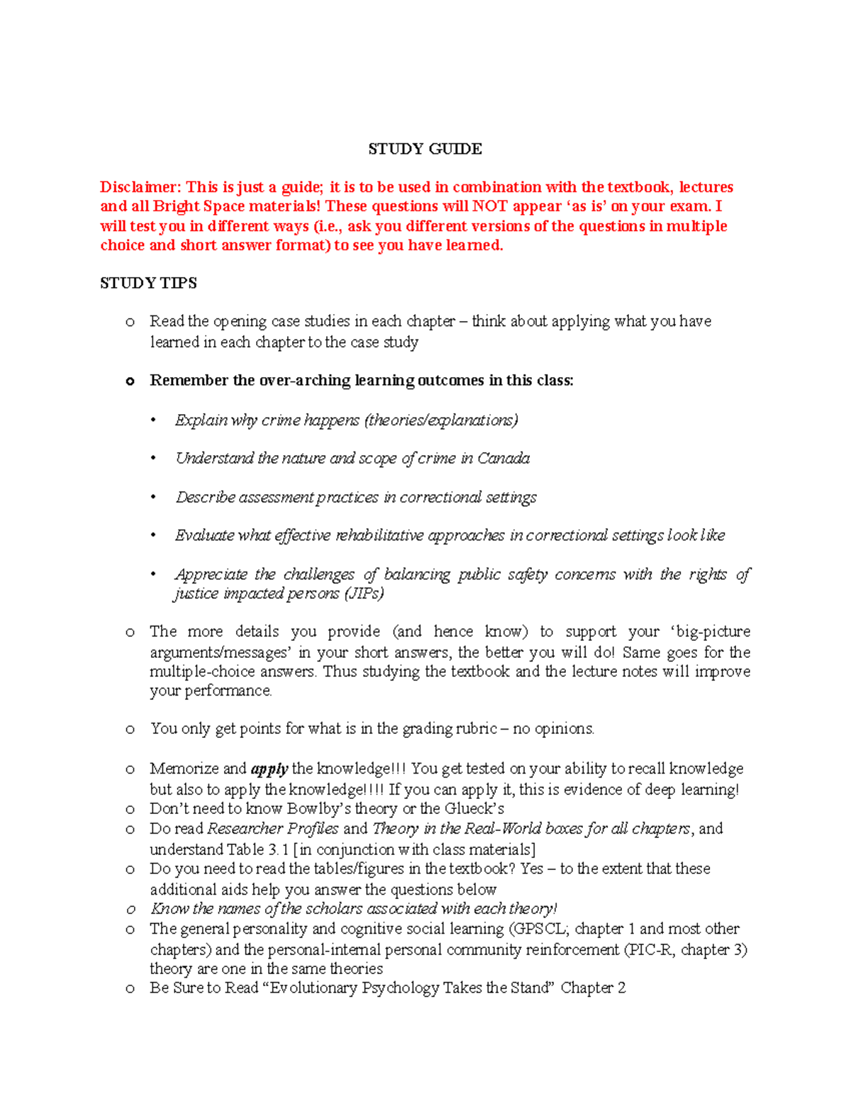 Study Guide Questions 2025 (Midterm Exam) - Studocu