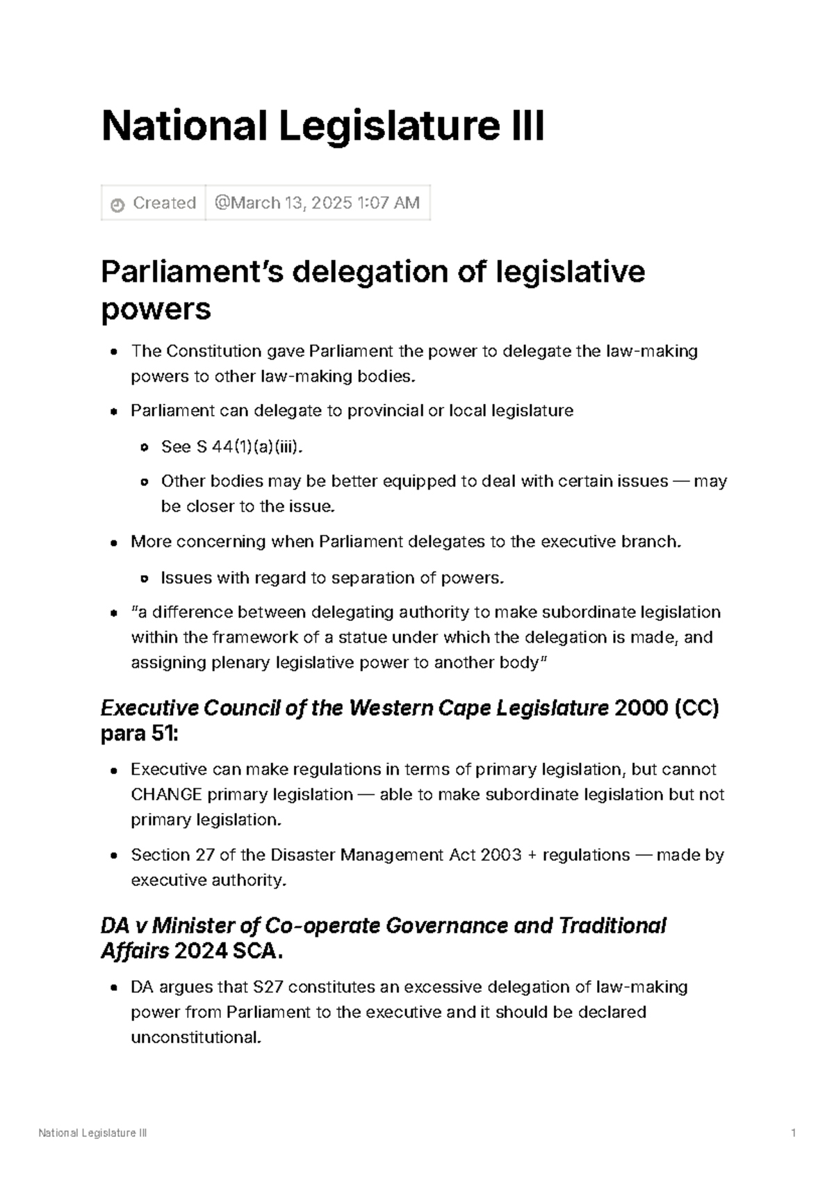 National Legislature III - Legislative Powers & Processes (CC 214 ...
