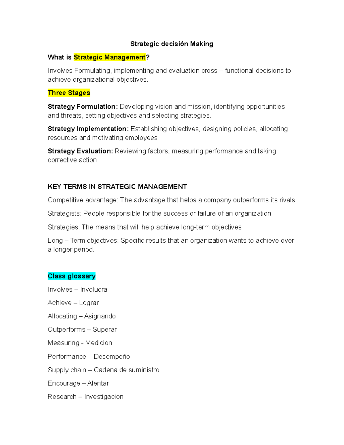 Strategic Management Overview: Key Concepts and Benefits - Studocu