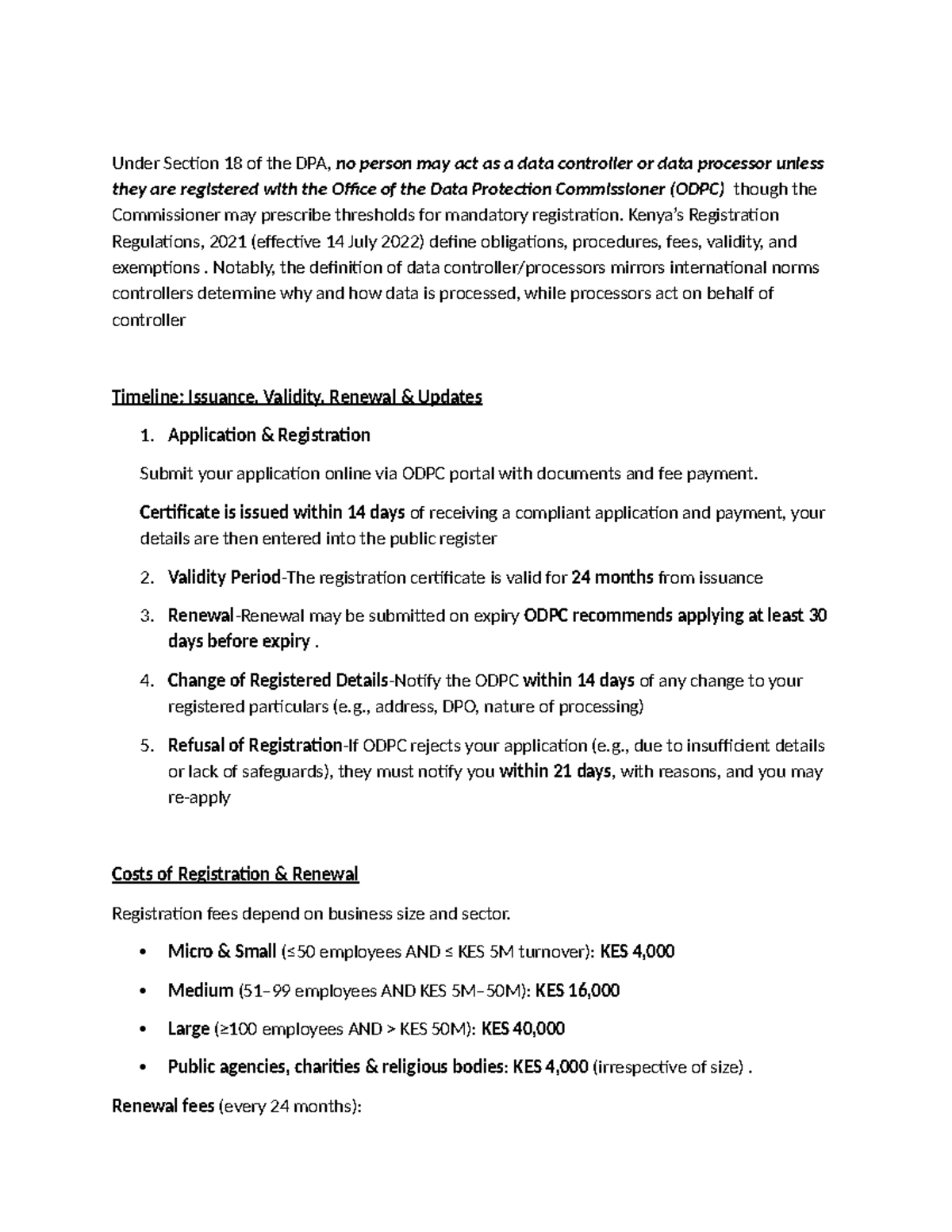 Kenya DPA Registration Guidelines and Compliance Overview - Studocu