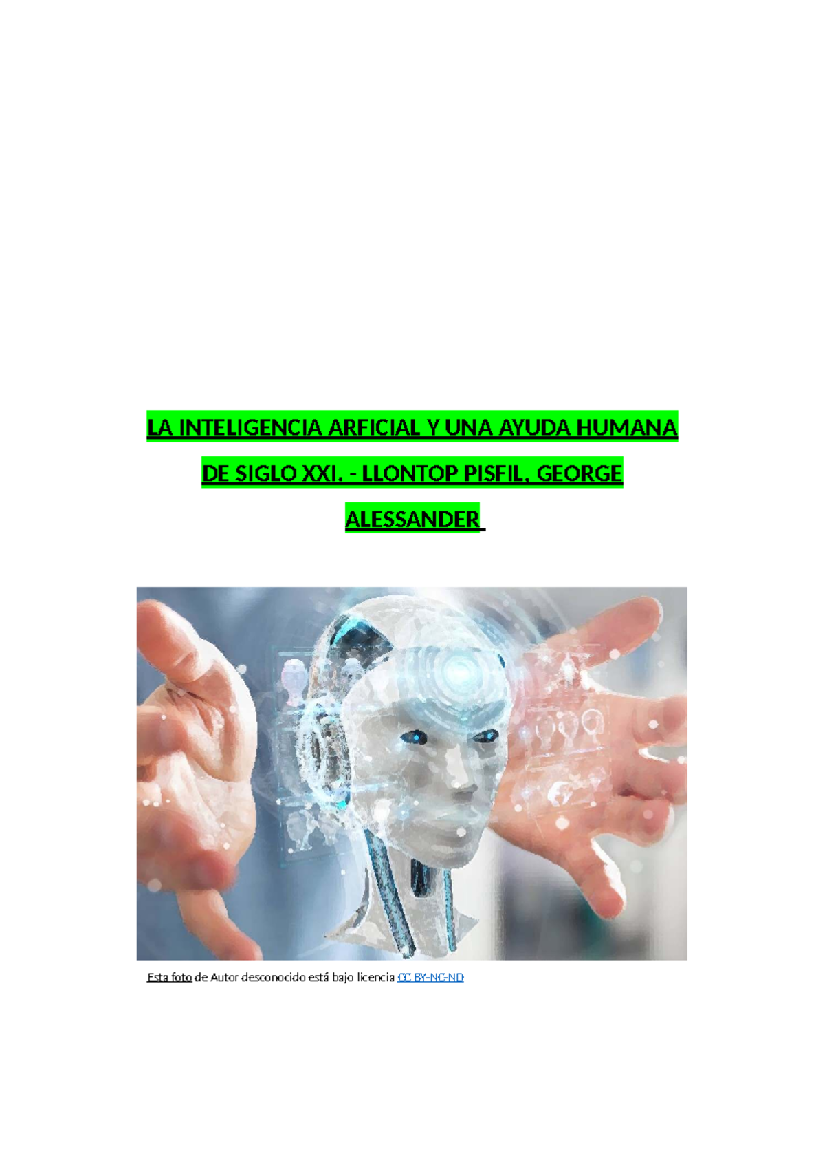 Proyecto 1.1 - La inteligencia artificial y su impacto en el siglo XXI ...