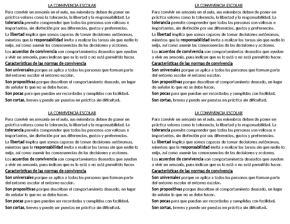 LA CONVIVENCIA ESCOLAR: Valores y Normas para la Armonía en el Aula ...