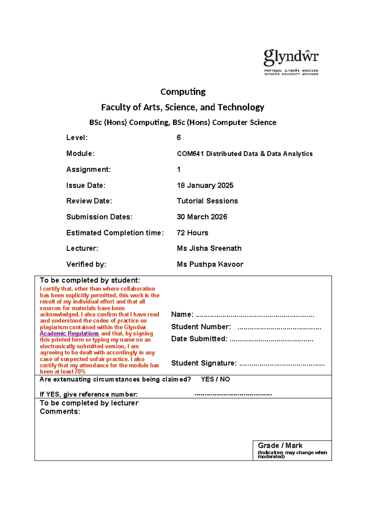 COM641 Distributed Data Analytics Assignment 1 Overview - Studocu