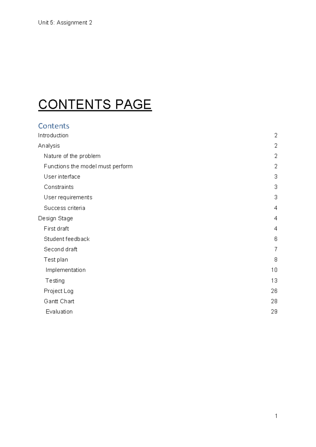 Exemplar 2 - The document real - CONTENTS PAGE Introduction Contents ...