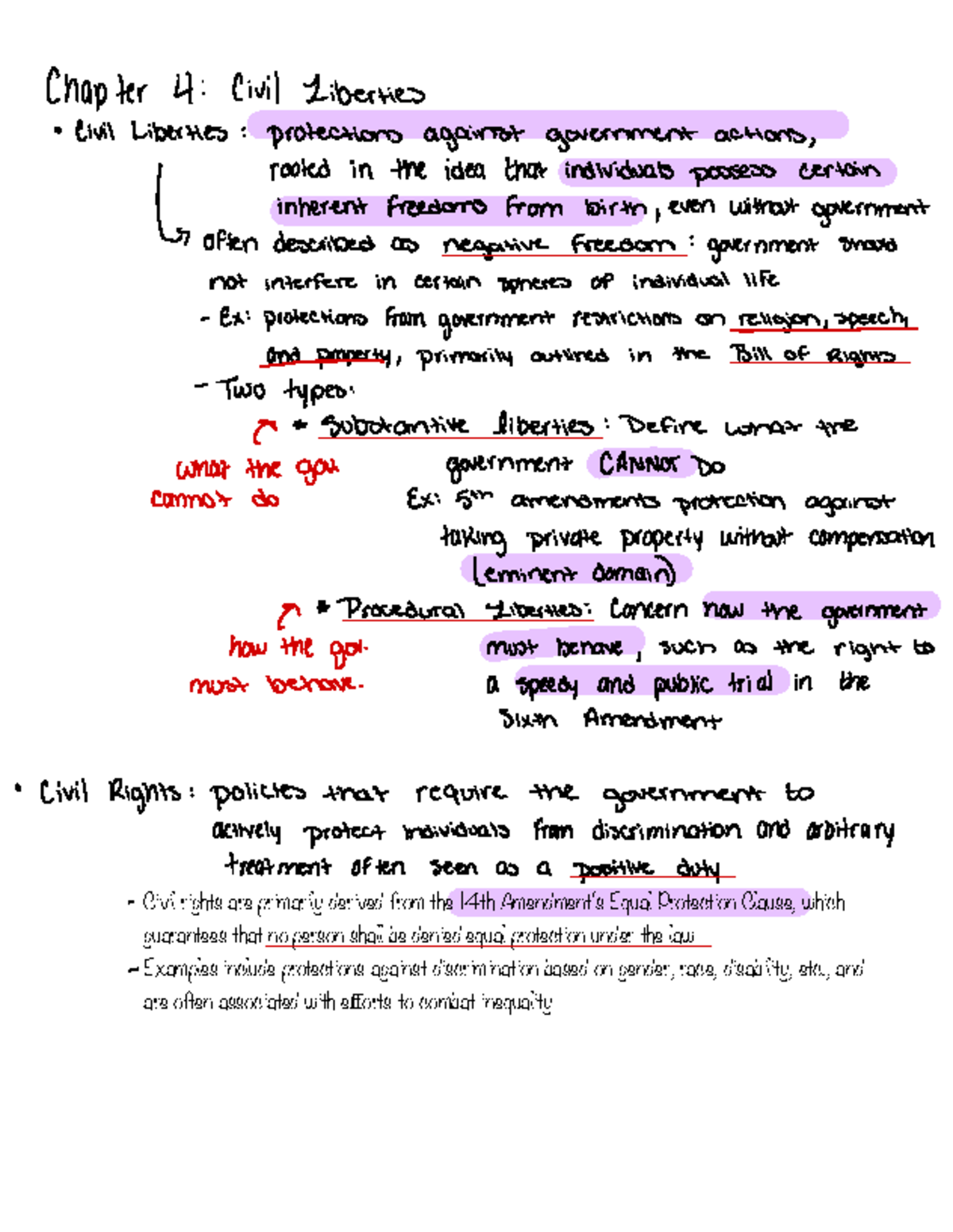 POLS206 Chapter 4: Civil Liberties and Rights Overview - Studocu