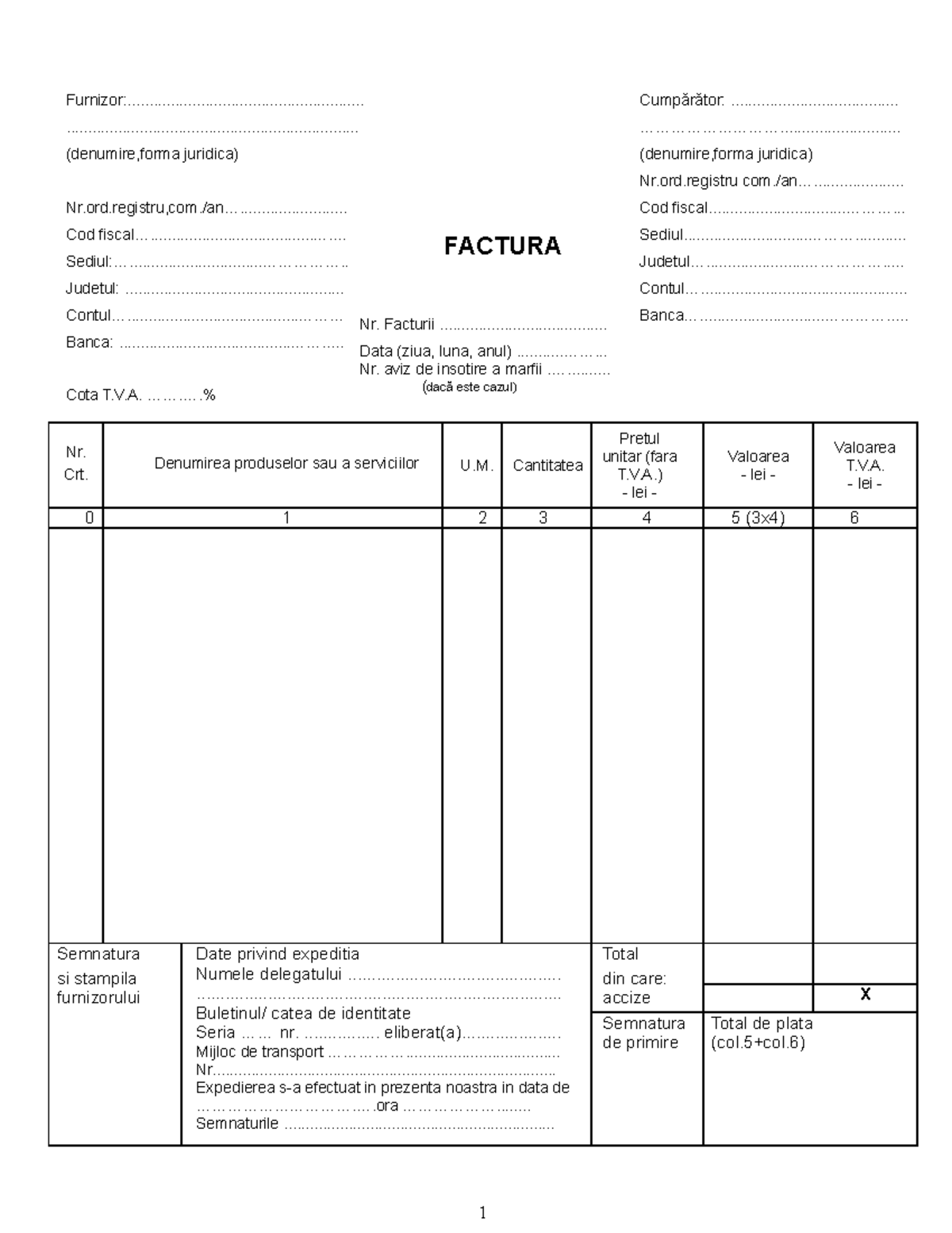Factura, chitanta model - Nr. Crt. Denumirea produselor sau a ...