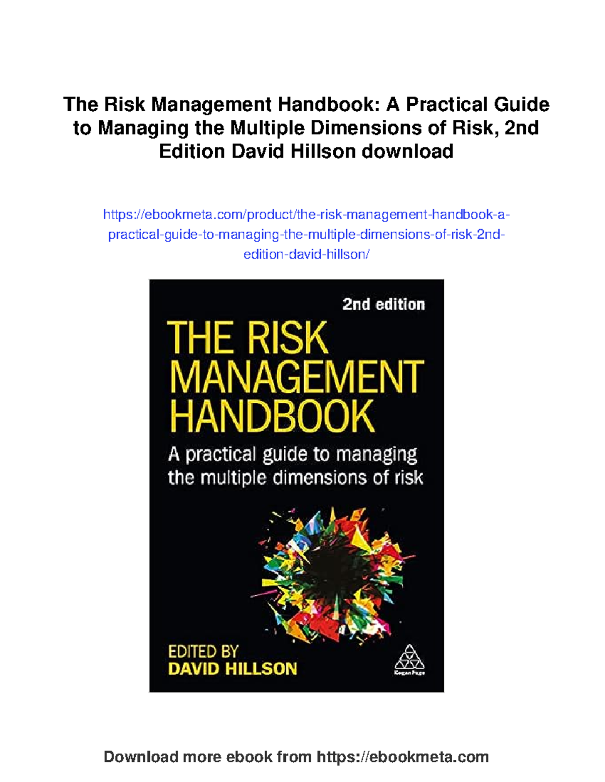 Risk Management Handbook: Practical Guide to Managing Risks (2nd Ed ...