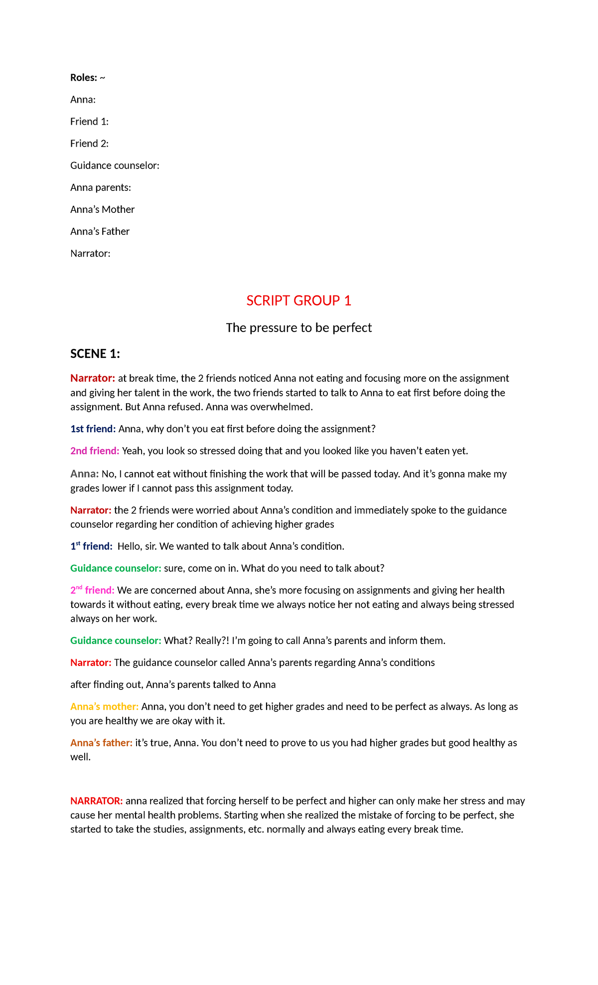 The Pressure to Be Perfect: A Script Analysis (Aug 11) - Studocu