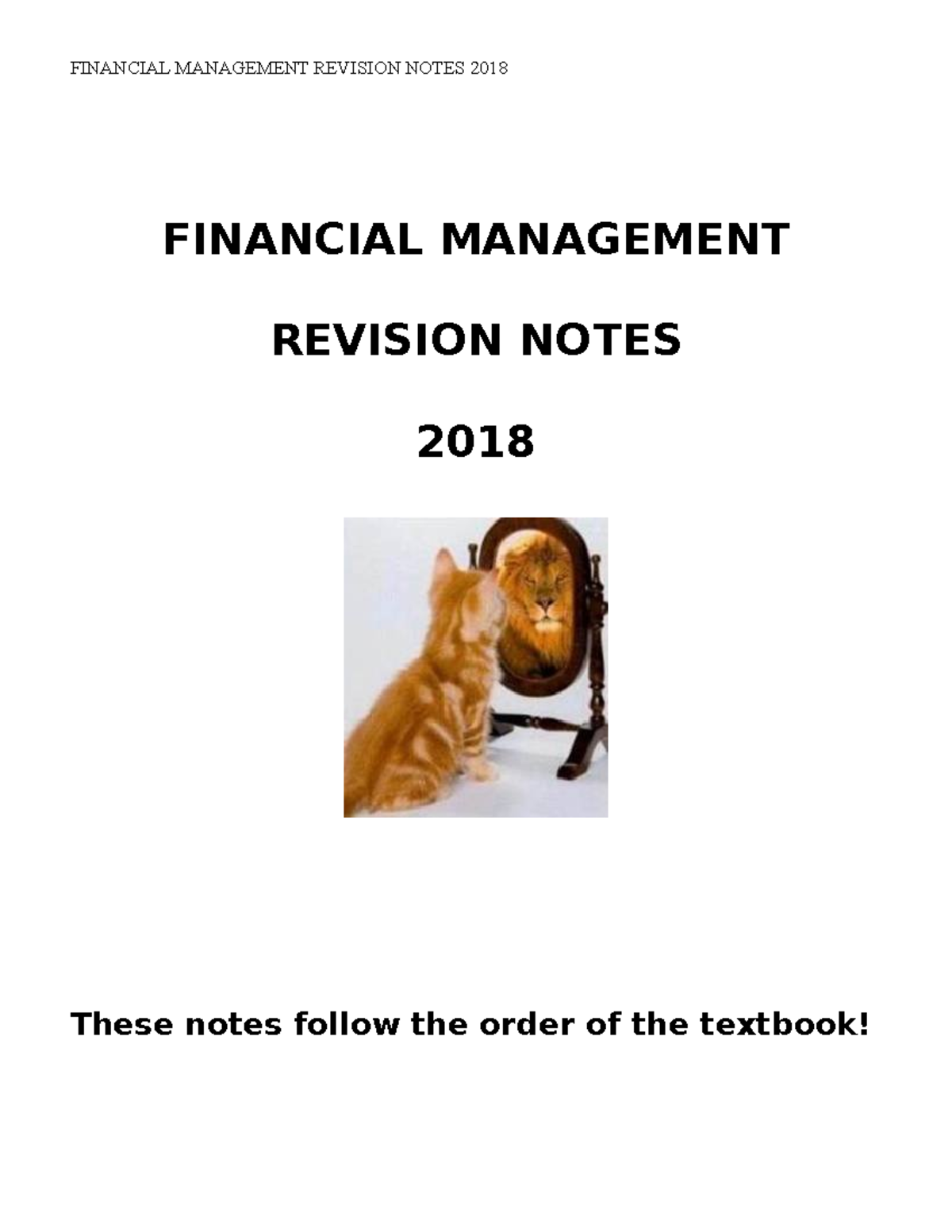 FM Financial Management Revision Notes 2018 - Key Concepts - Studocu