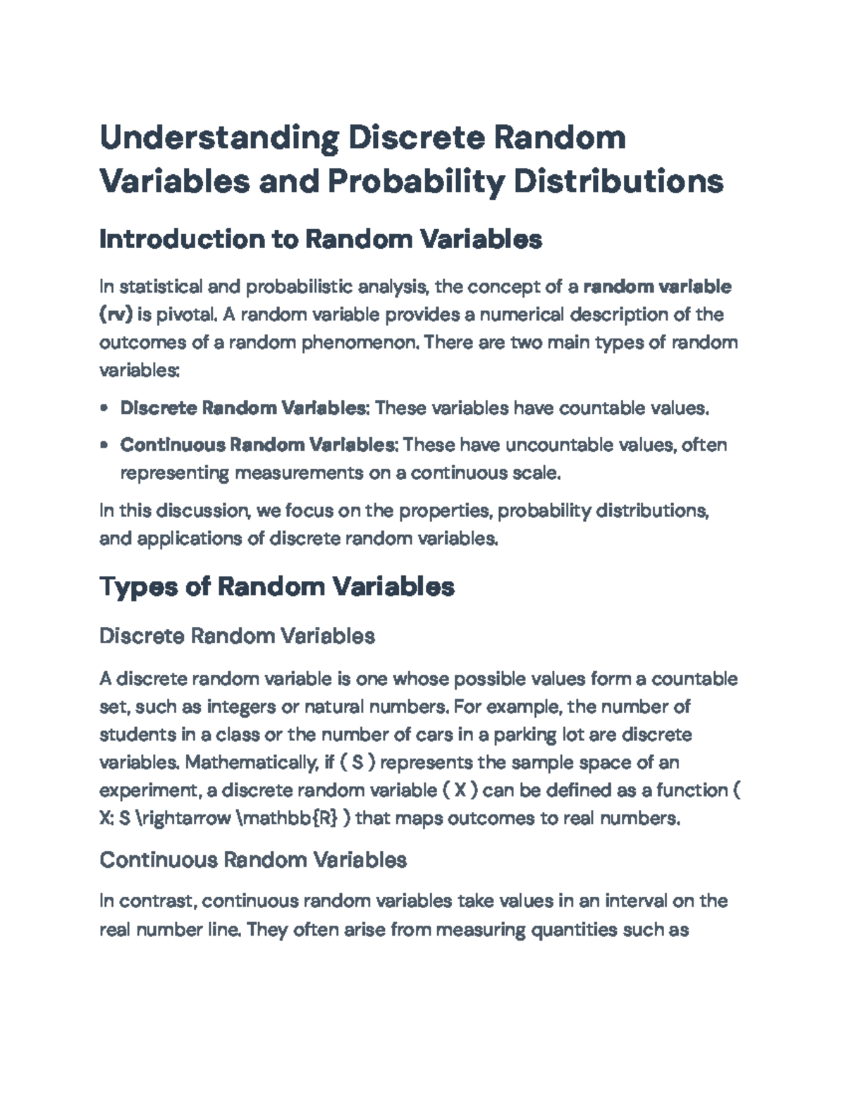 Discrete Random Variables and Their Probability Distributions Analysis ...