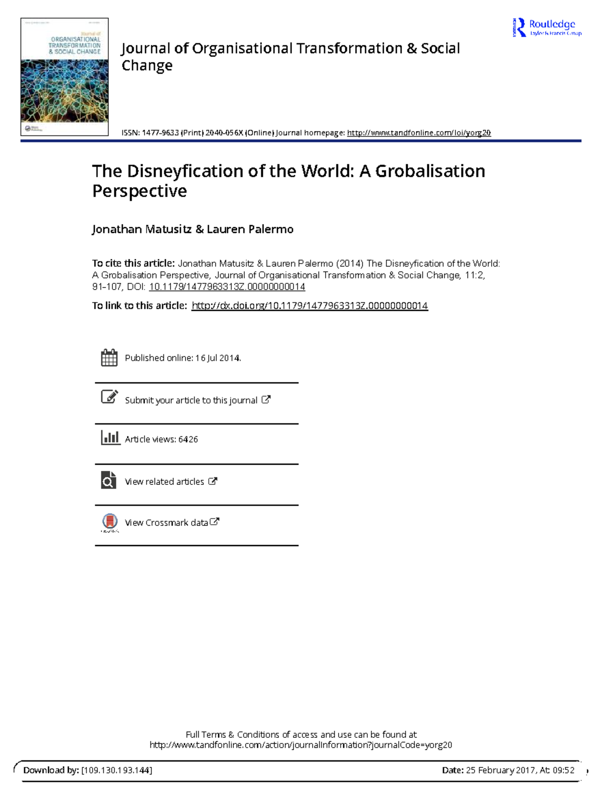 The Disneyfication of the World: A Grobalisation Analysis - Studocu