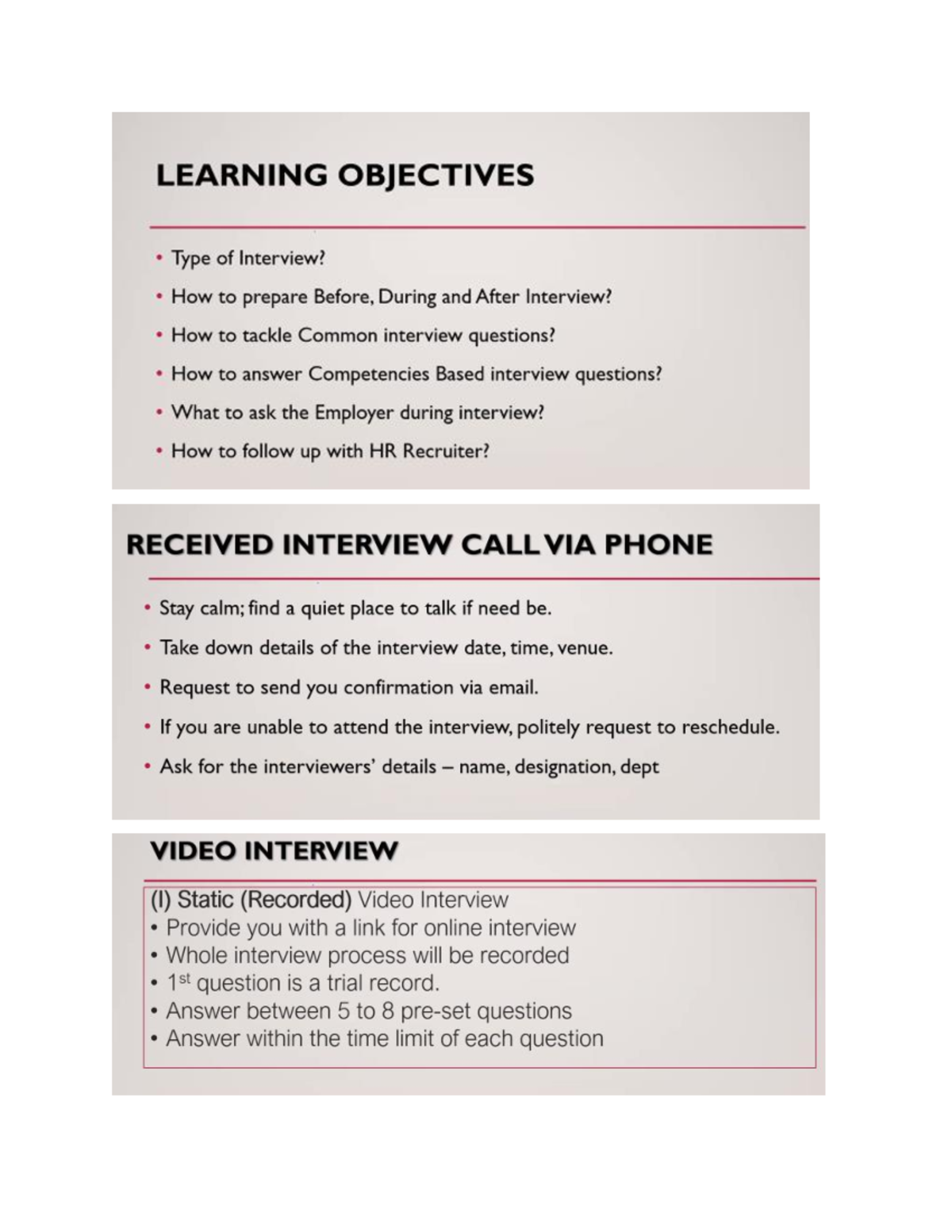 Interviewfitness - interview - LEARNING OBJECTIVES Type of Interview ...