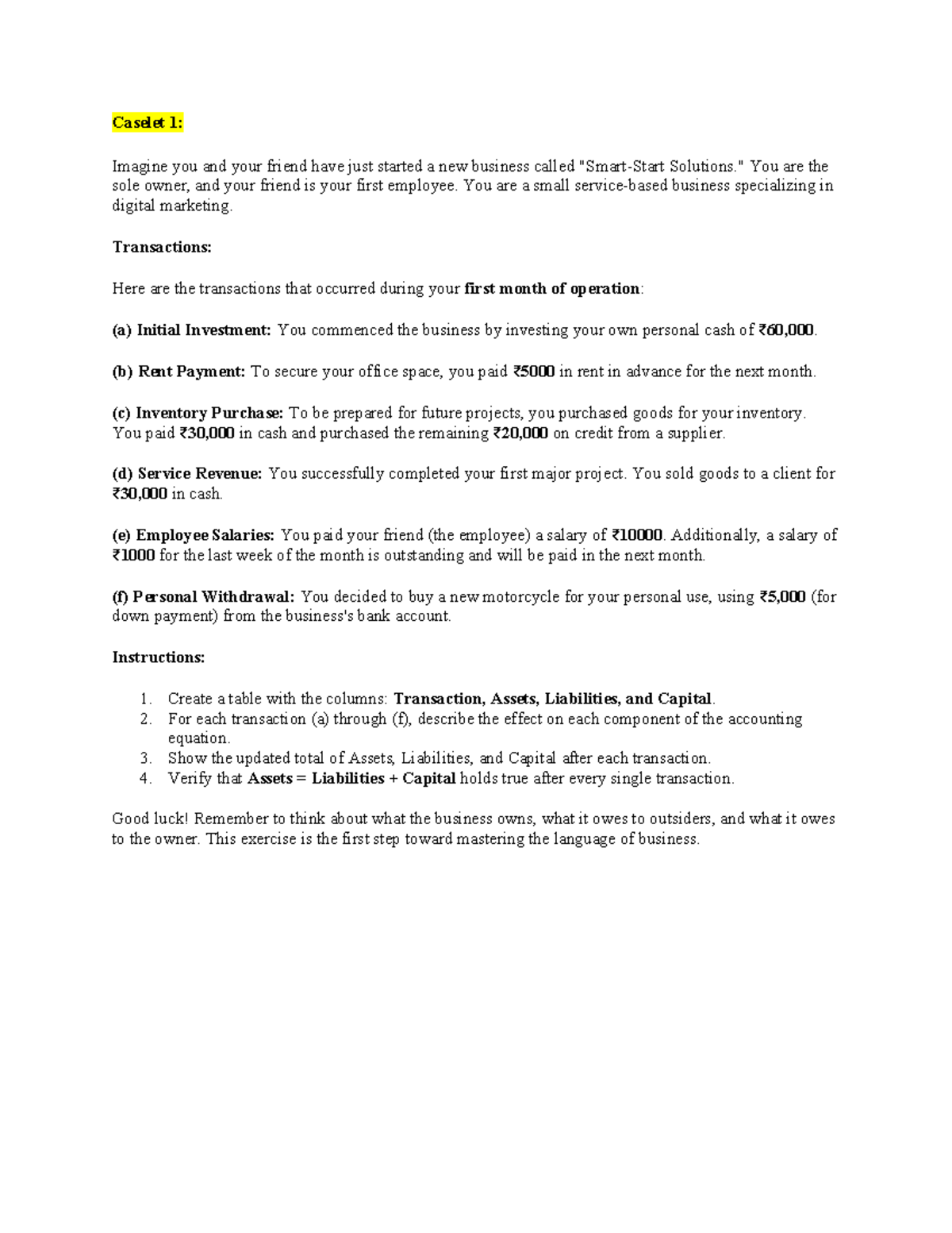 Practice Accounting Equation and Transaction Analysis: Caselet ...