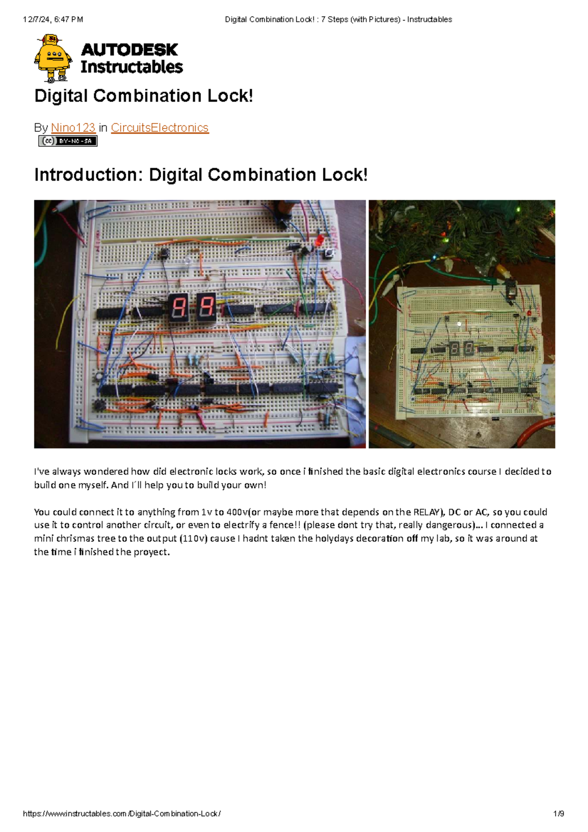 Digital Combination Lock Project: 7 Steps Guide (Instructables) - Studocu