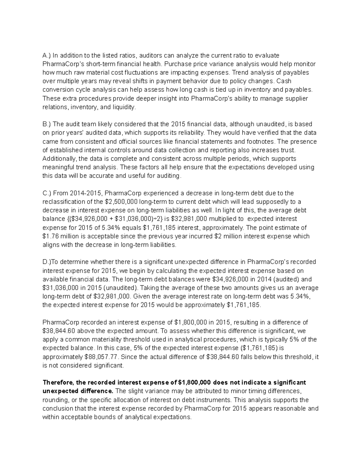 Case Analysis: Financial Ratios and Interest Expense Evaluation - Studocu