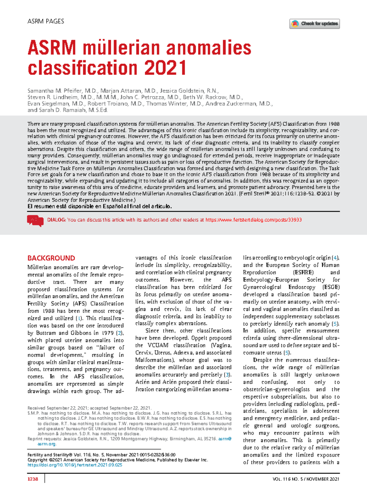 ASRM 2021 Müllerian Anomalies Classification: An Overview - Studocu