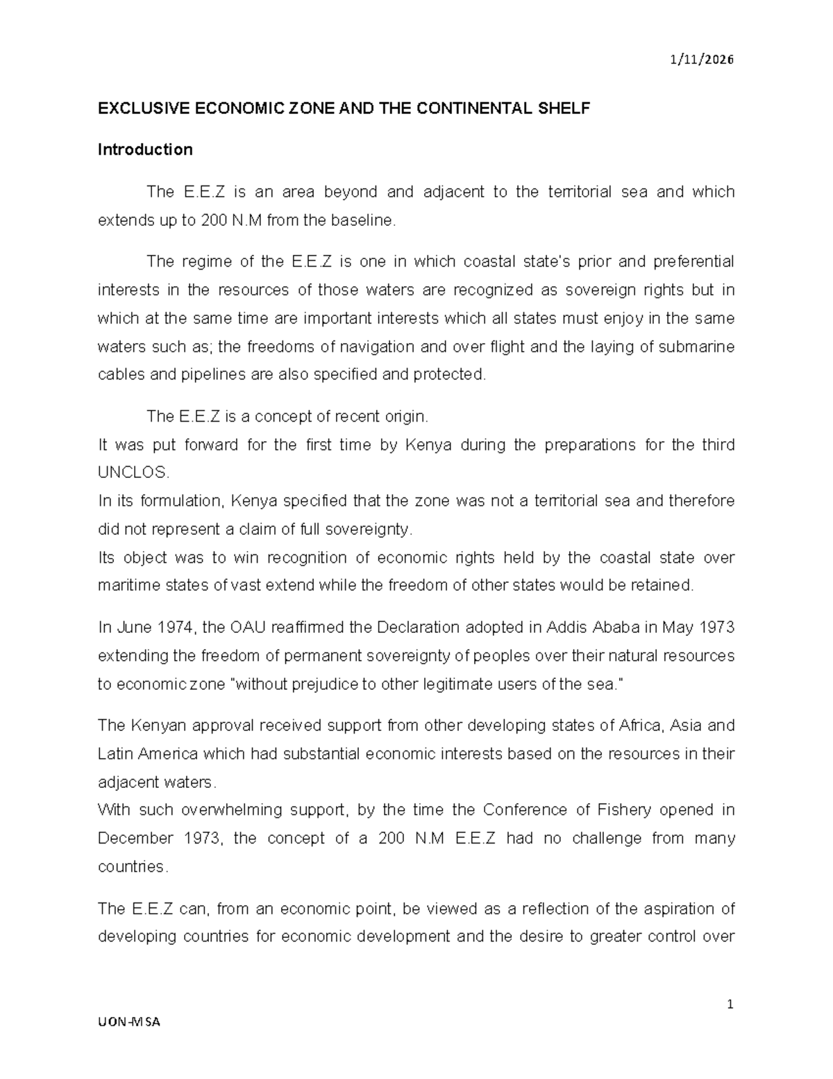 EEZ - a detailed exploration of Exclusive Economic zones - 1 EXCLUSIVE ...