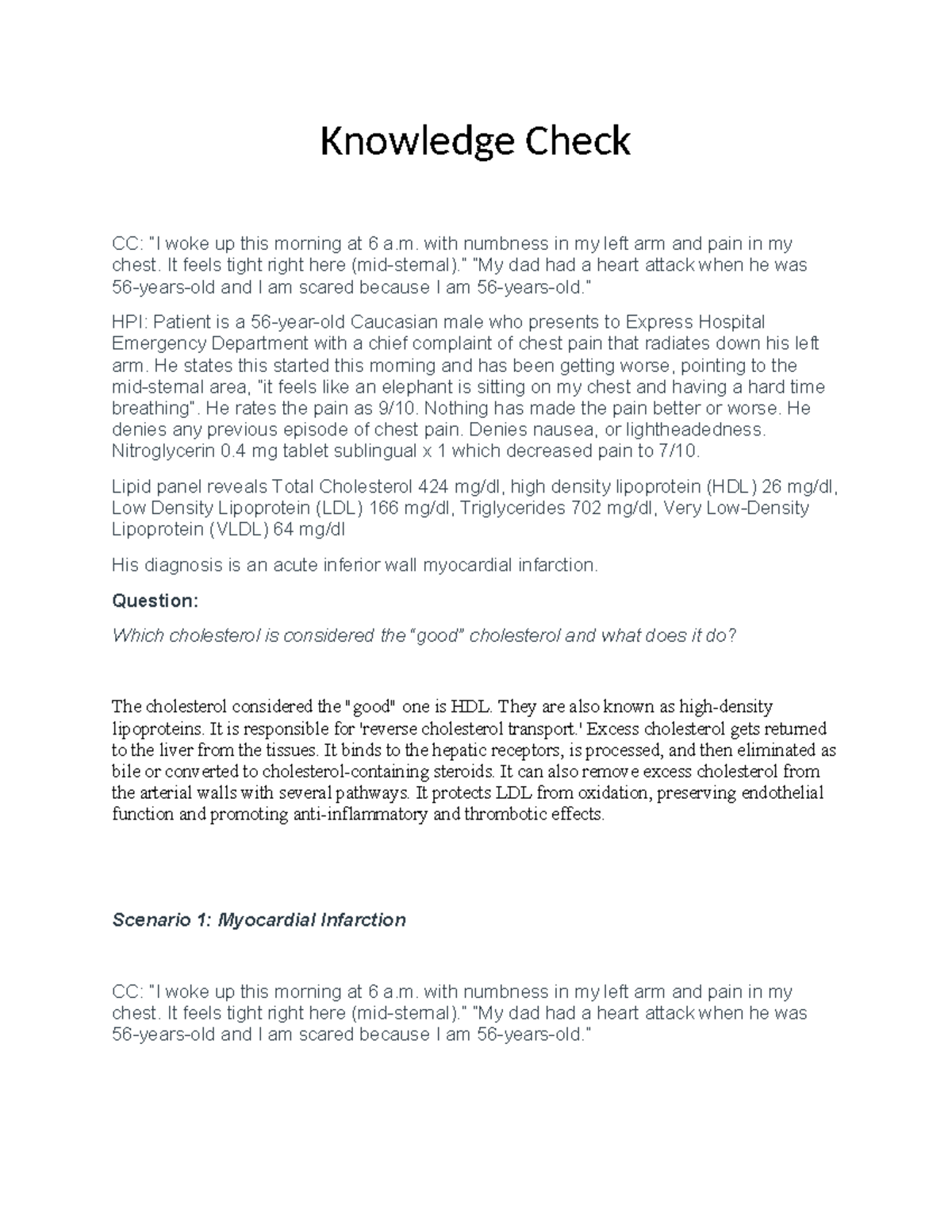 Knowledge Check - Knowledge Check CC: “I woke up this morning at 6 a ...