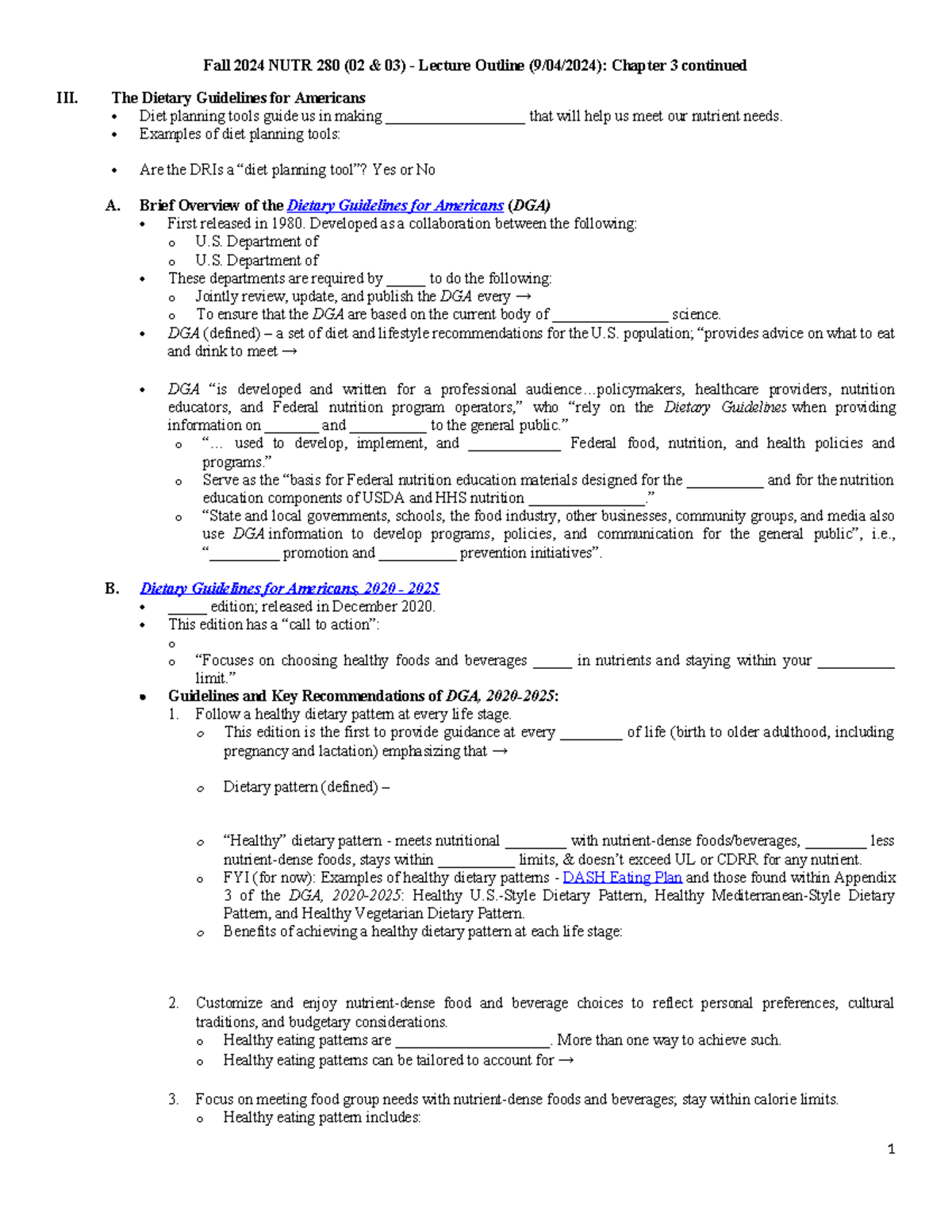 Student Outline Ch 3Sept04FA2024NUTR280 - Fall 2024 NUTR 280 (02 & 03 ...
