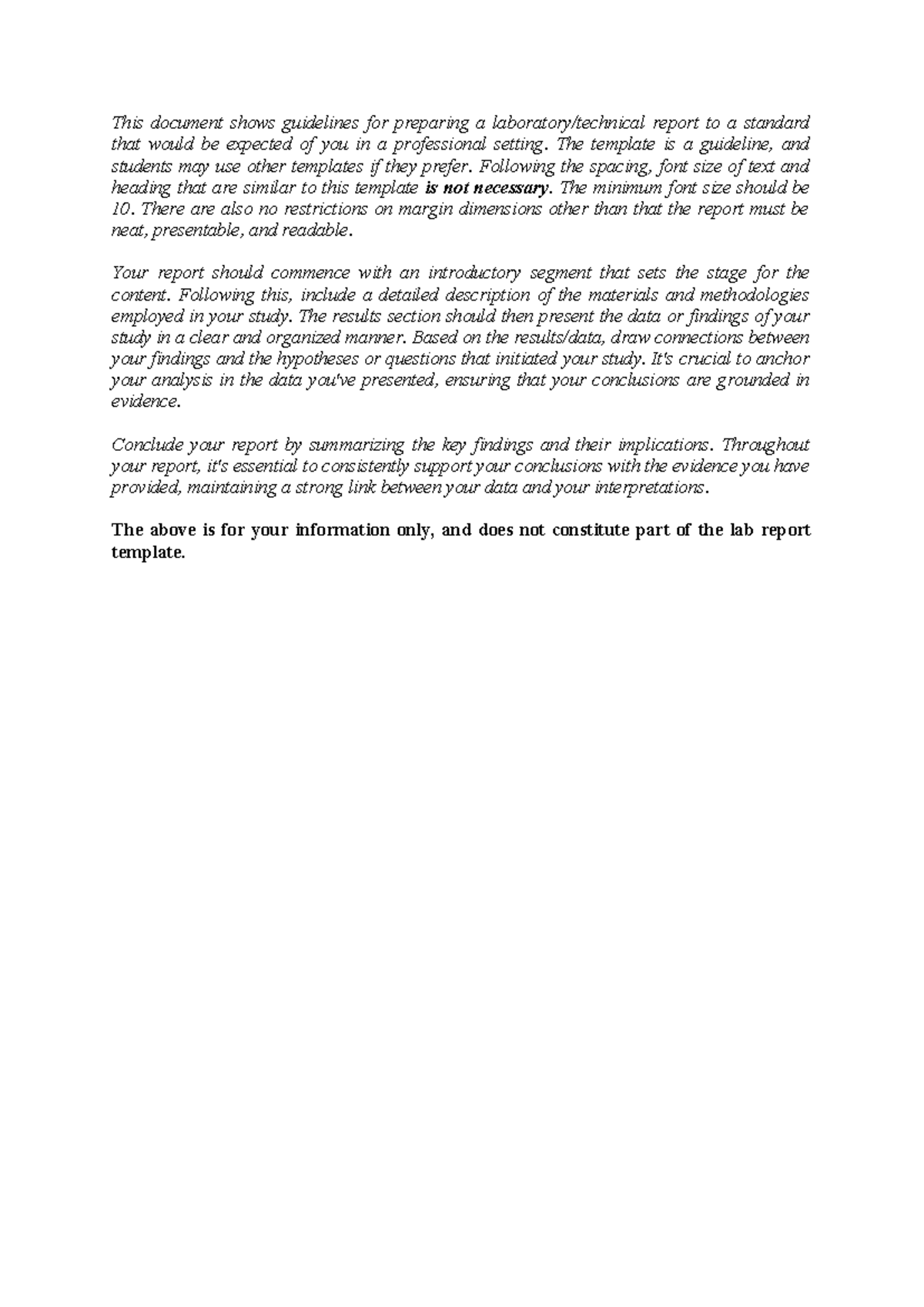 Report Template Guideline for Professional Lab Reports - ENG 101 - Studocu