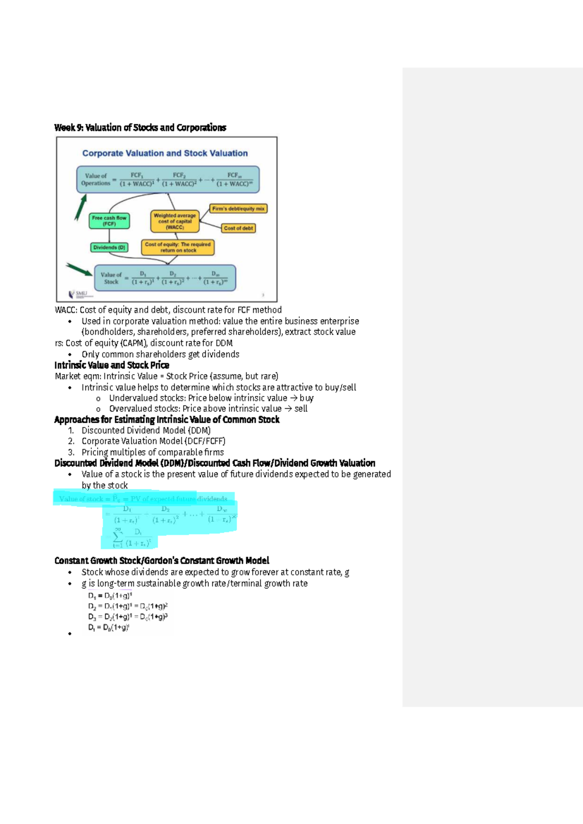 Week 9-11: Valuation of Stocks, Cost of Capital & Capital Budgeting ...