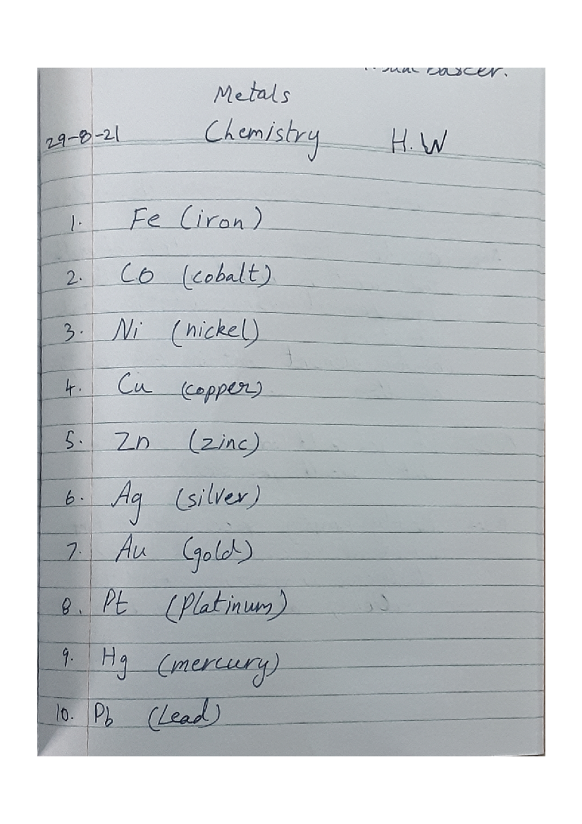 Metals Chemistry H.W 1: Elements and Their Properties - Studocu