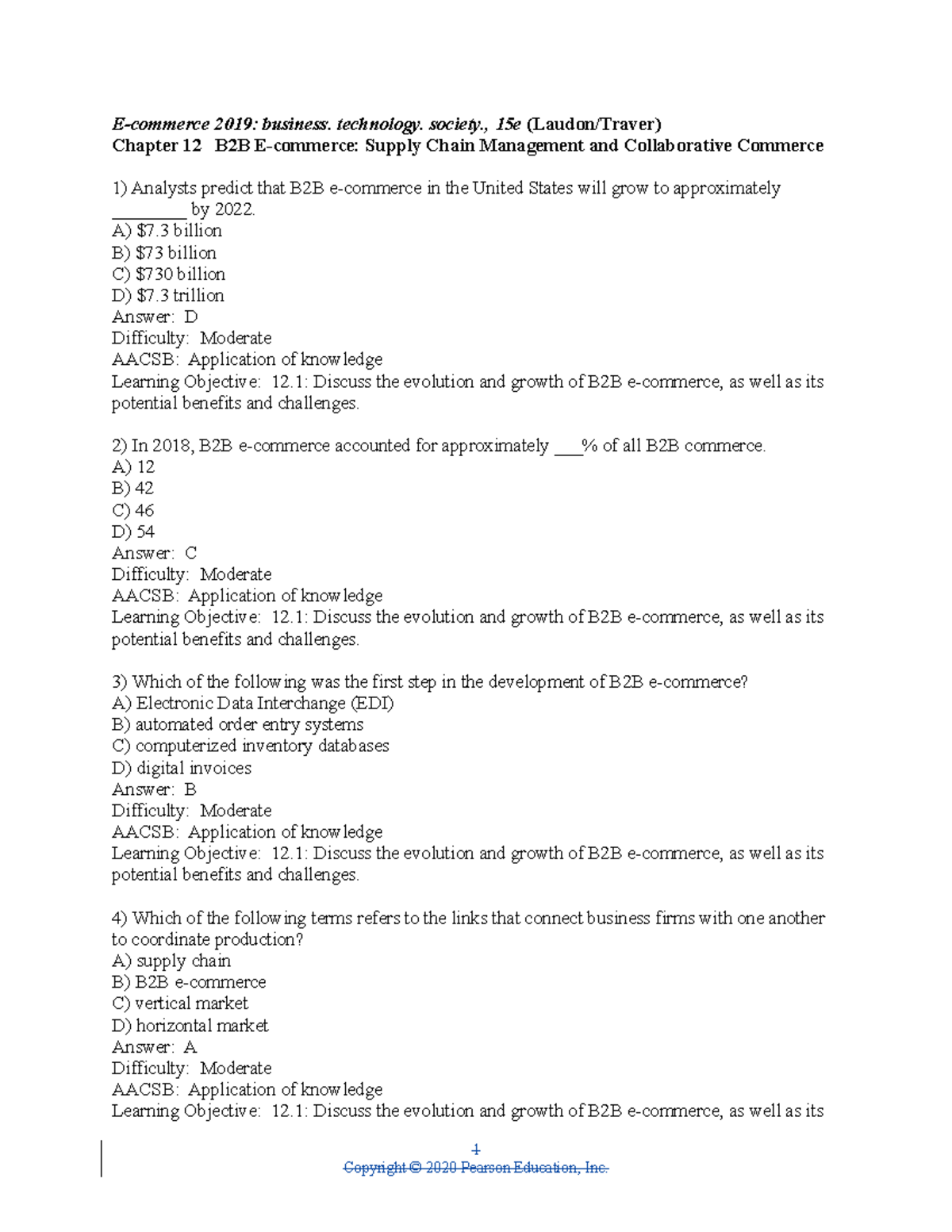 EC15 TB Chapter 12 - B2B E-Commerce Test Bank Questions and Answers ...