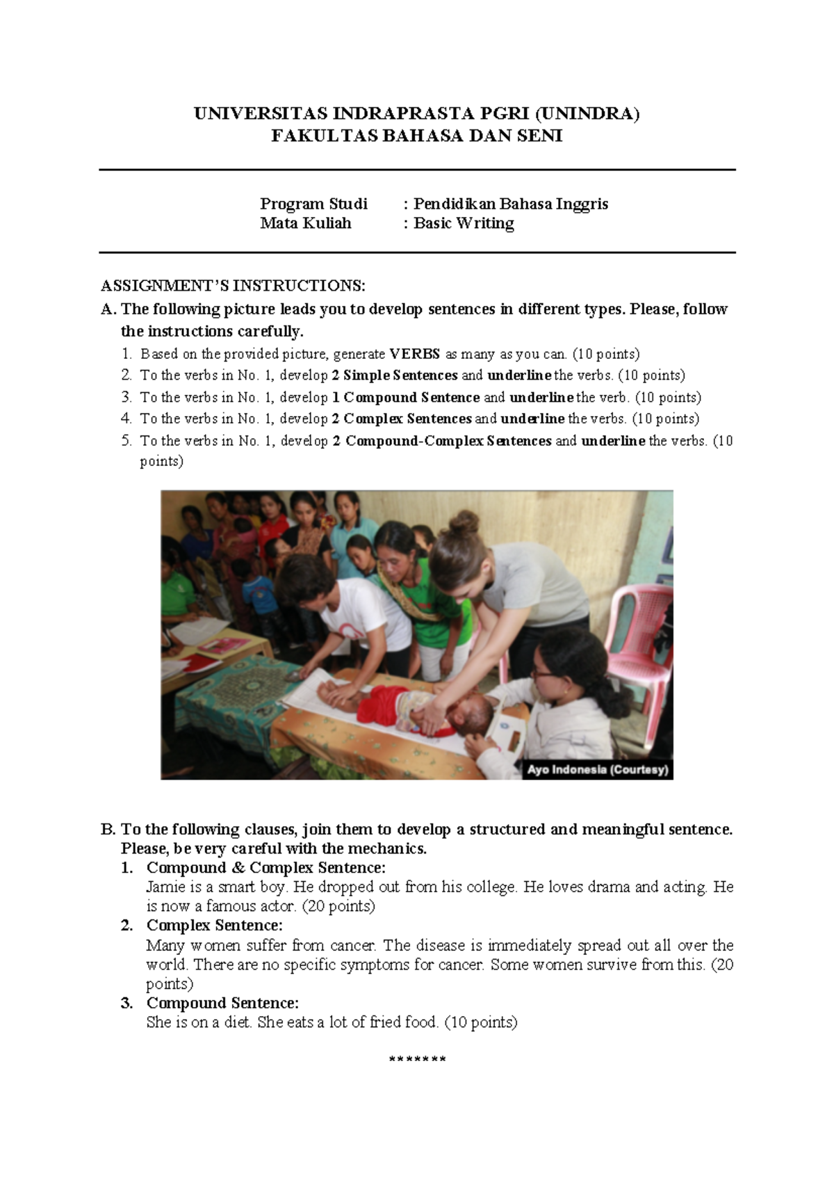 QUIZ Basic Writing Tasks and Sentence Development Exercises - Studocu