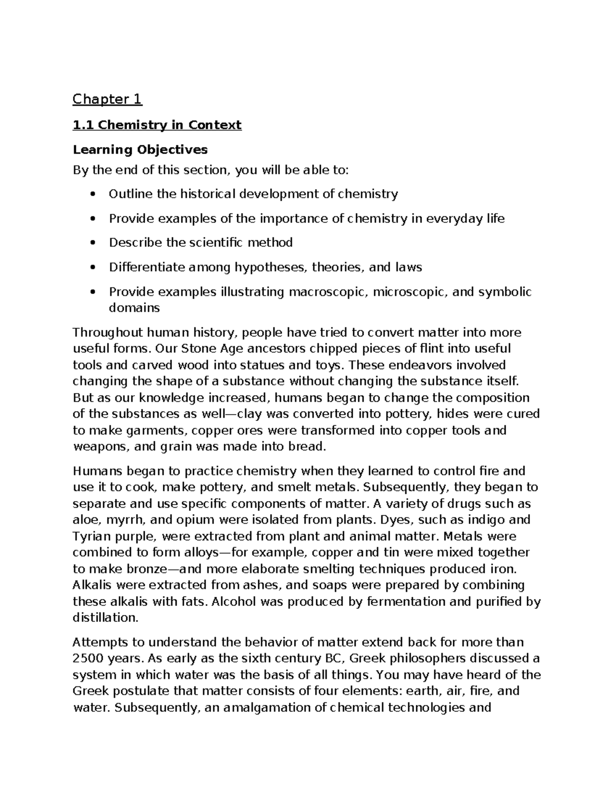 Chapter 1: Chemistry in Context - Learning Objectives and Key Concepts ...