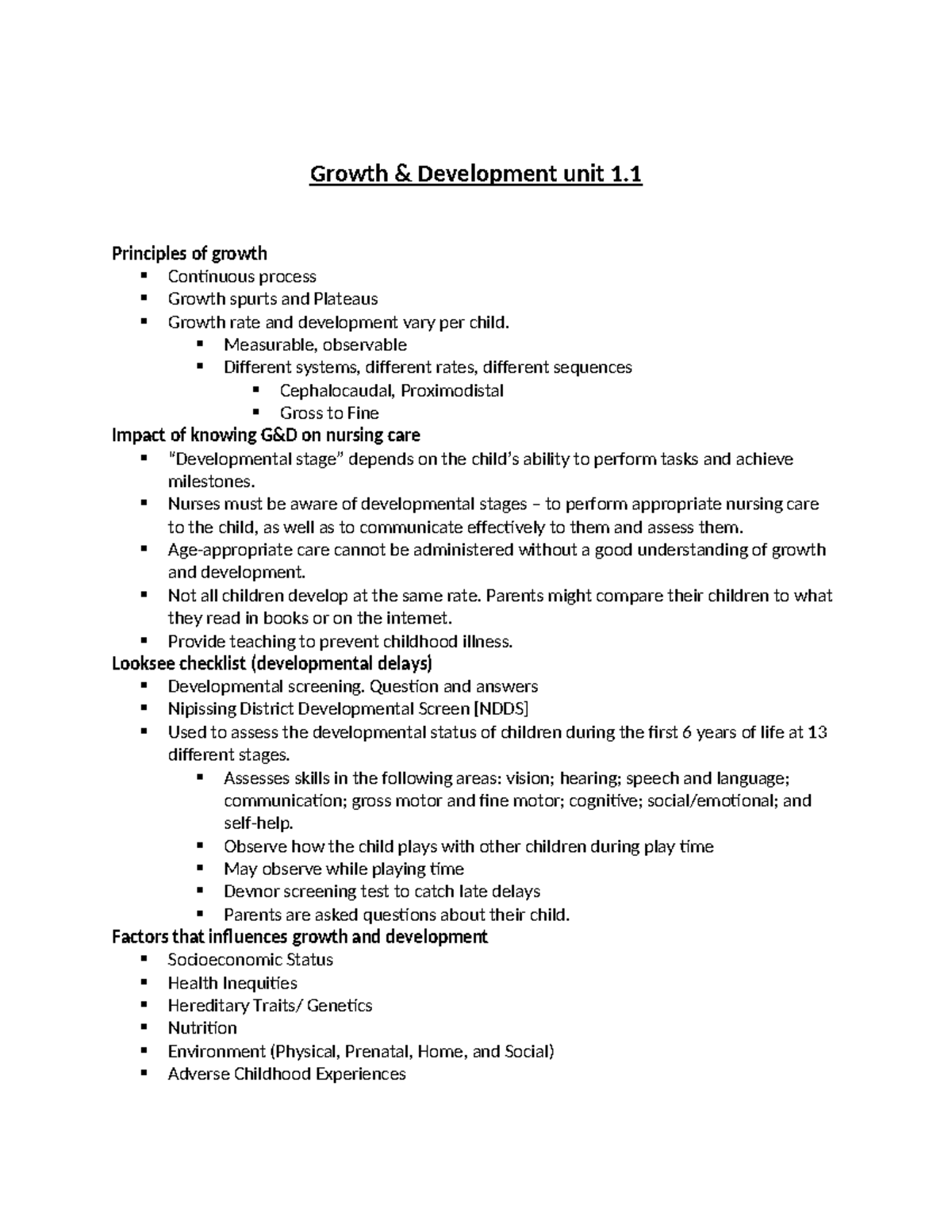 2005-UNIT 1 - Notes and study guide - Growth & Development unit 1 ...
