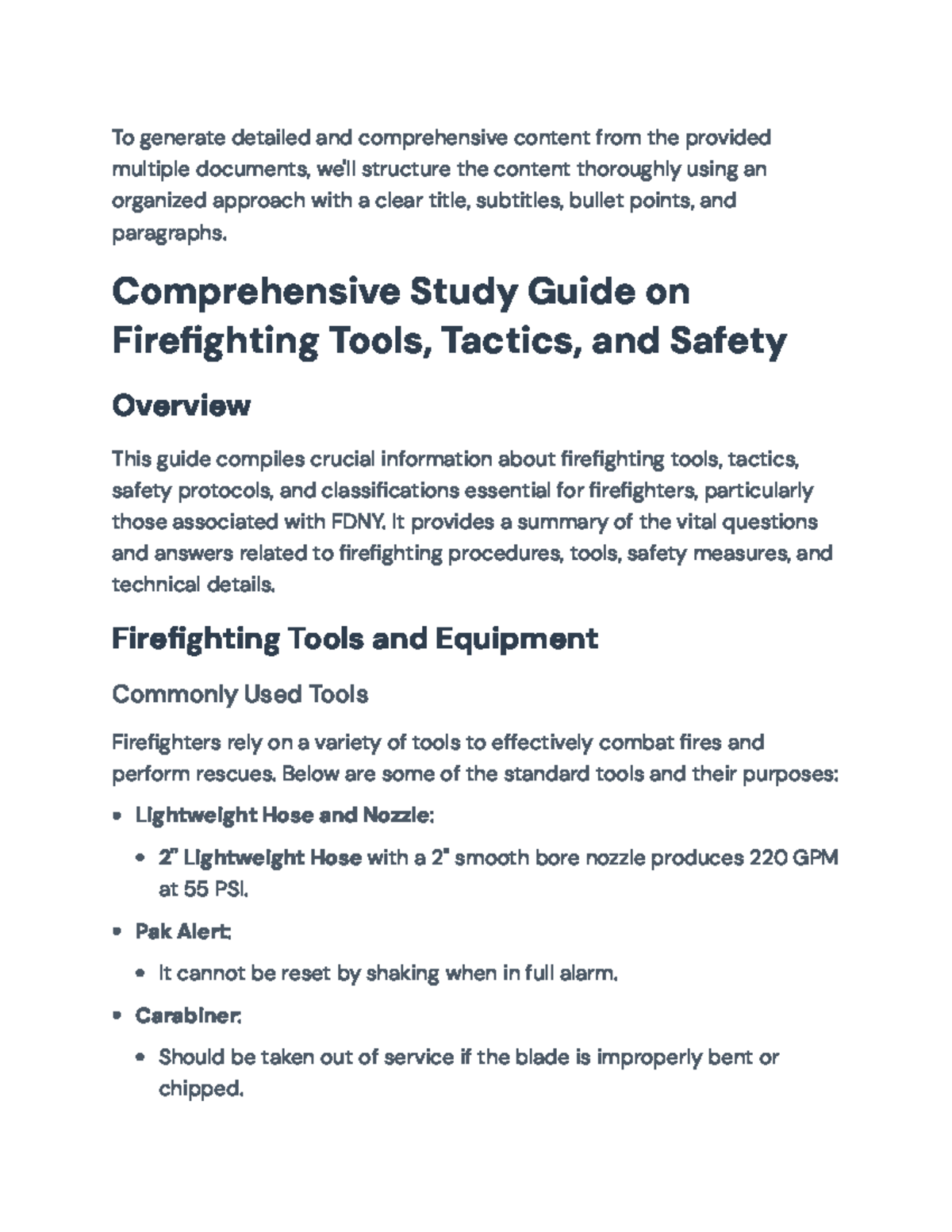Comprehensive Guide on Firefighting Tools, Tactics, and Safety (FDNY ...