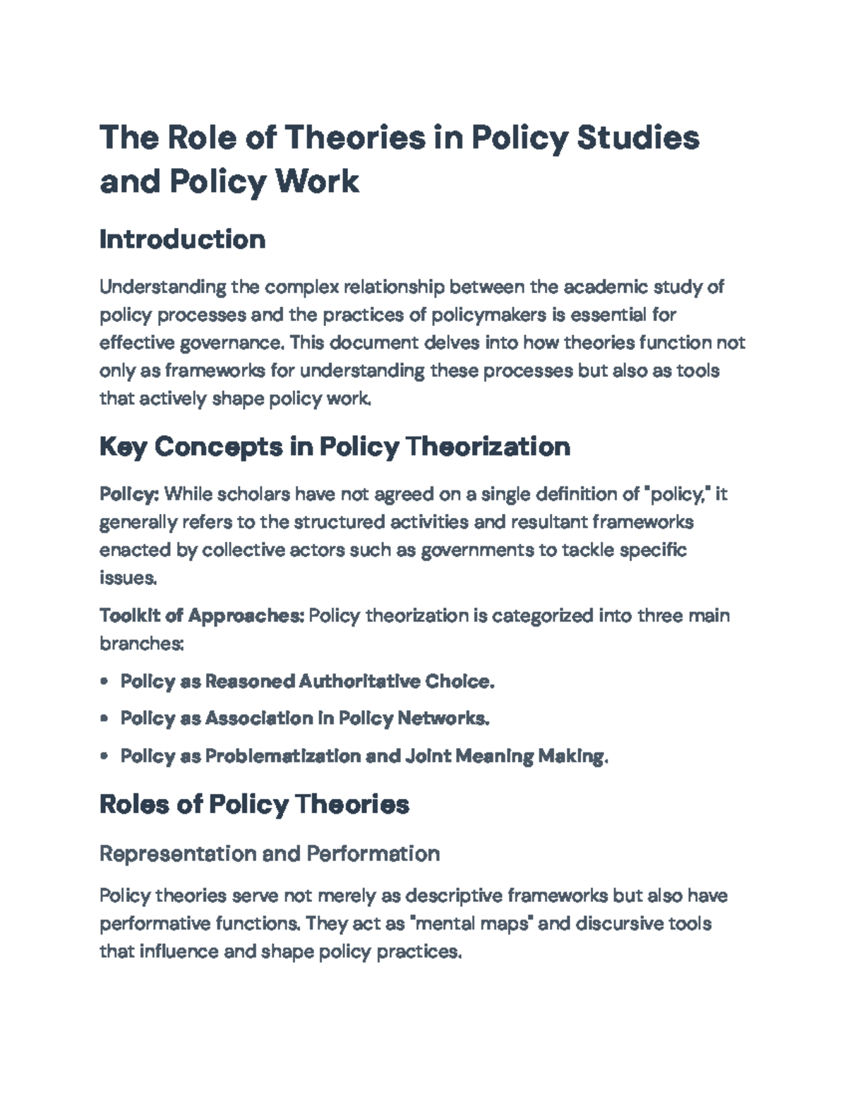 The Role of Theories in Policy Studies: Frameworks & Impacts Overview ...