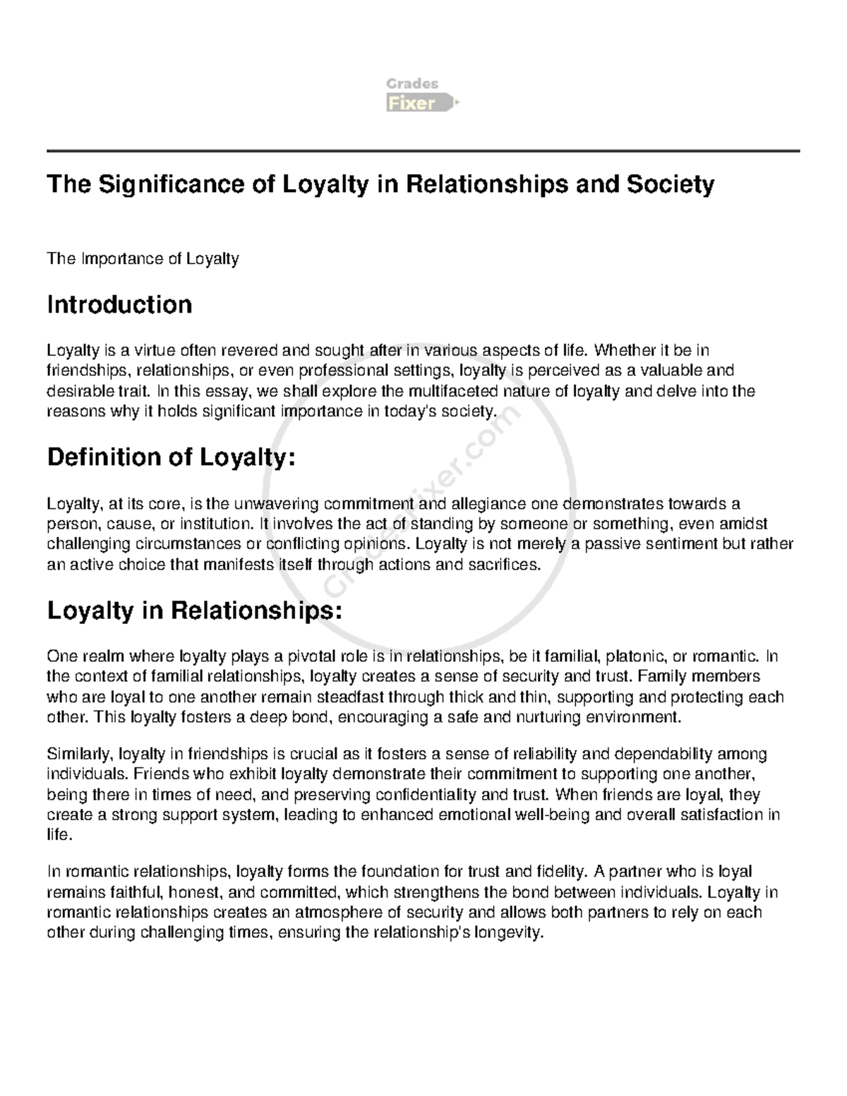 The Significance of Loyalty in Relationships and Society - Whether it ...