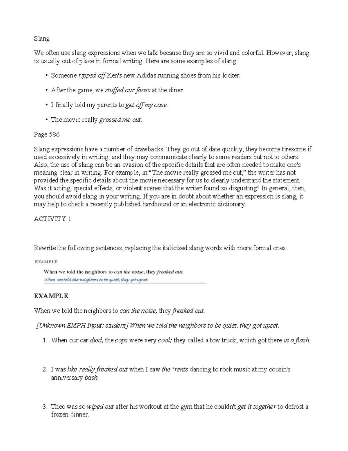 Slang Avoidance in Formal Writing: Examples and Revisions - Studocu