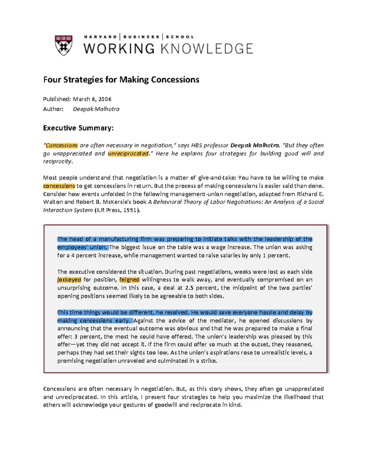 4 Strategies for Effective Concessions in Negotiation - Studocu