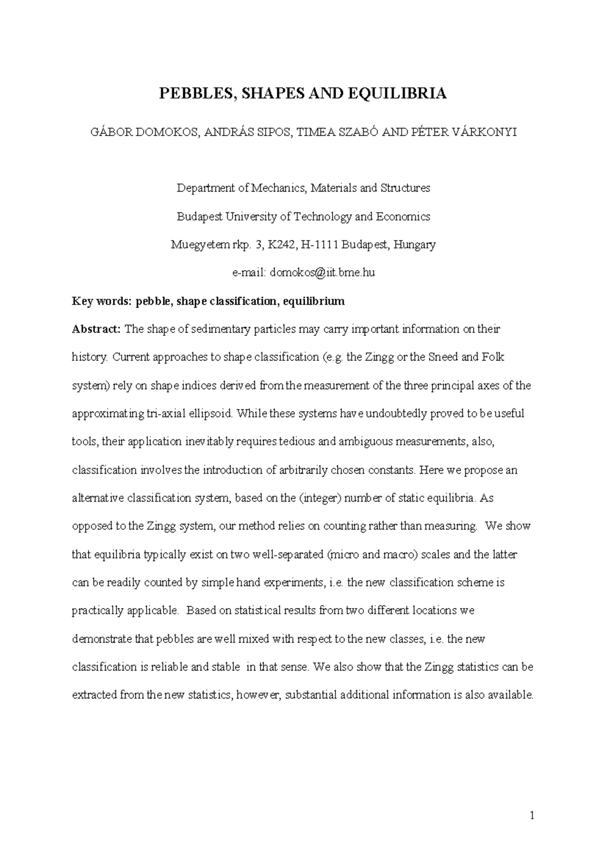 PEB 101: Pebbles, Shapes, and Equilibria - A New Classification System ...