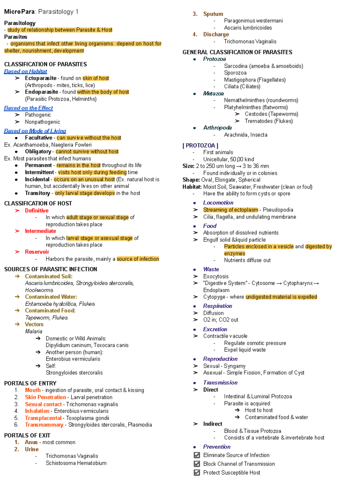 MicroPara: Parasitology 1 - Host-Parasite Relationships and ...