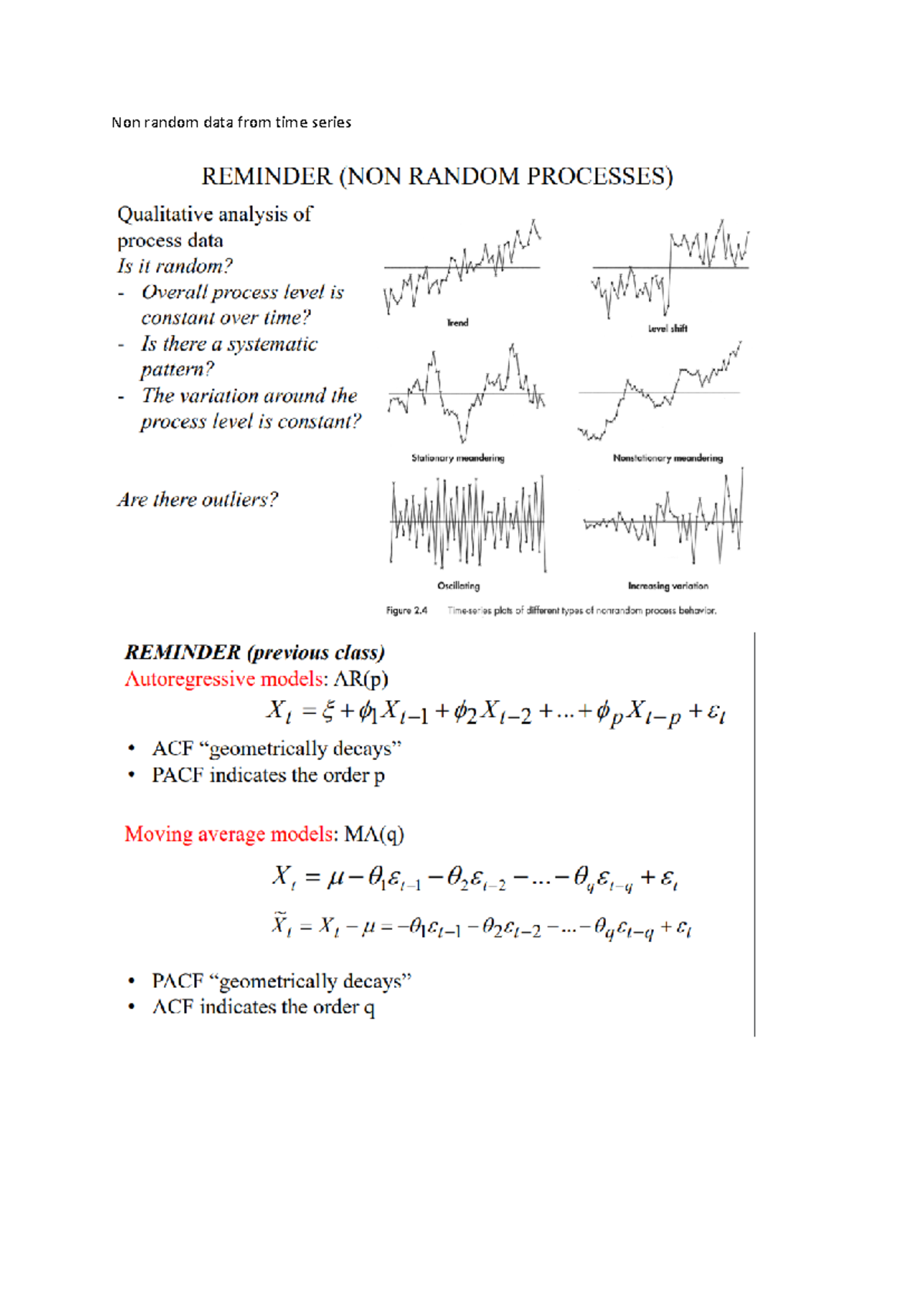 STAT 320: Data Analysis - Summary of Time Series Methods for Exam - Studocu