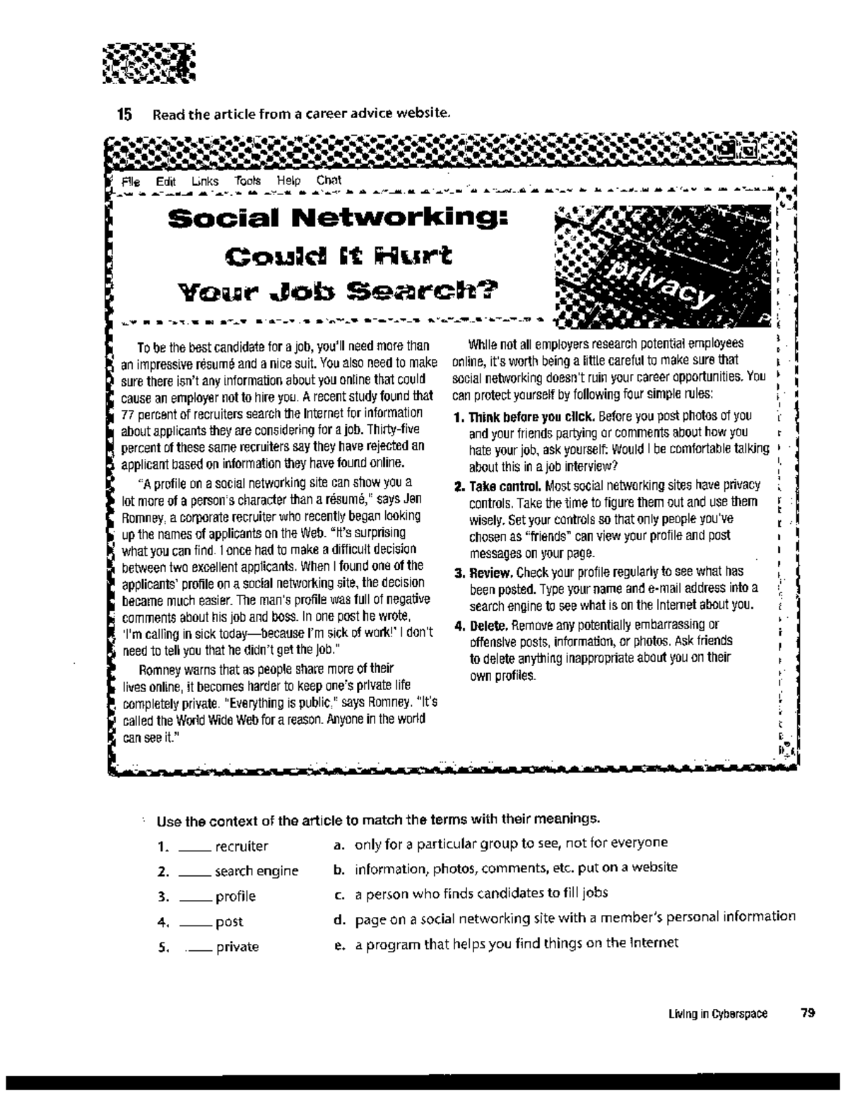 Unit 9 Lesson 4: Social Networking and Job Search Implications - Studocu
