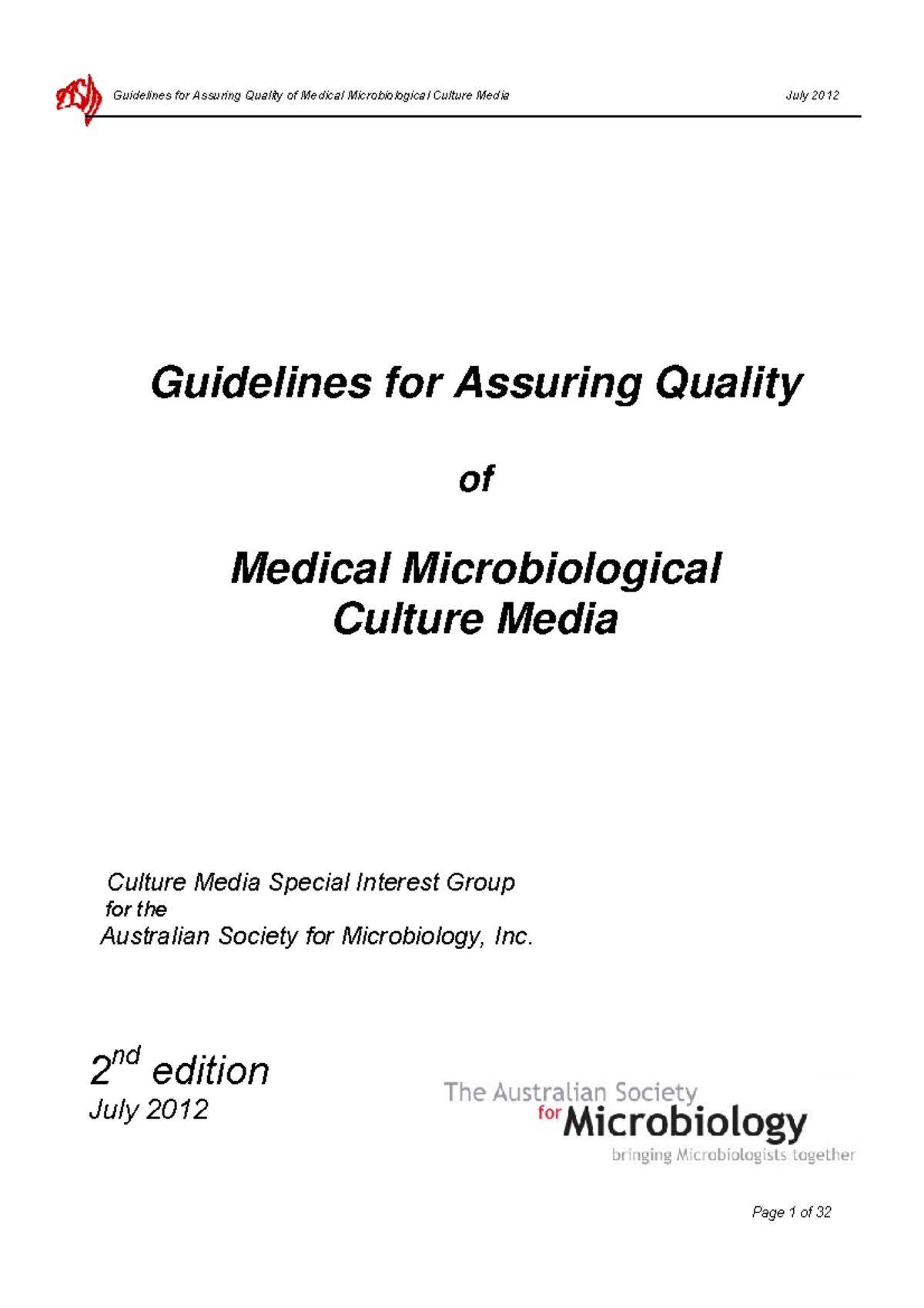 Guidelines for Quality Assurance of Medical Microbiological Media - Studocu