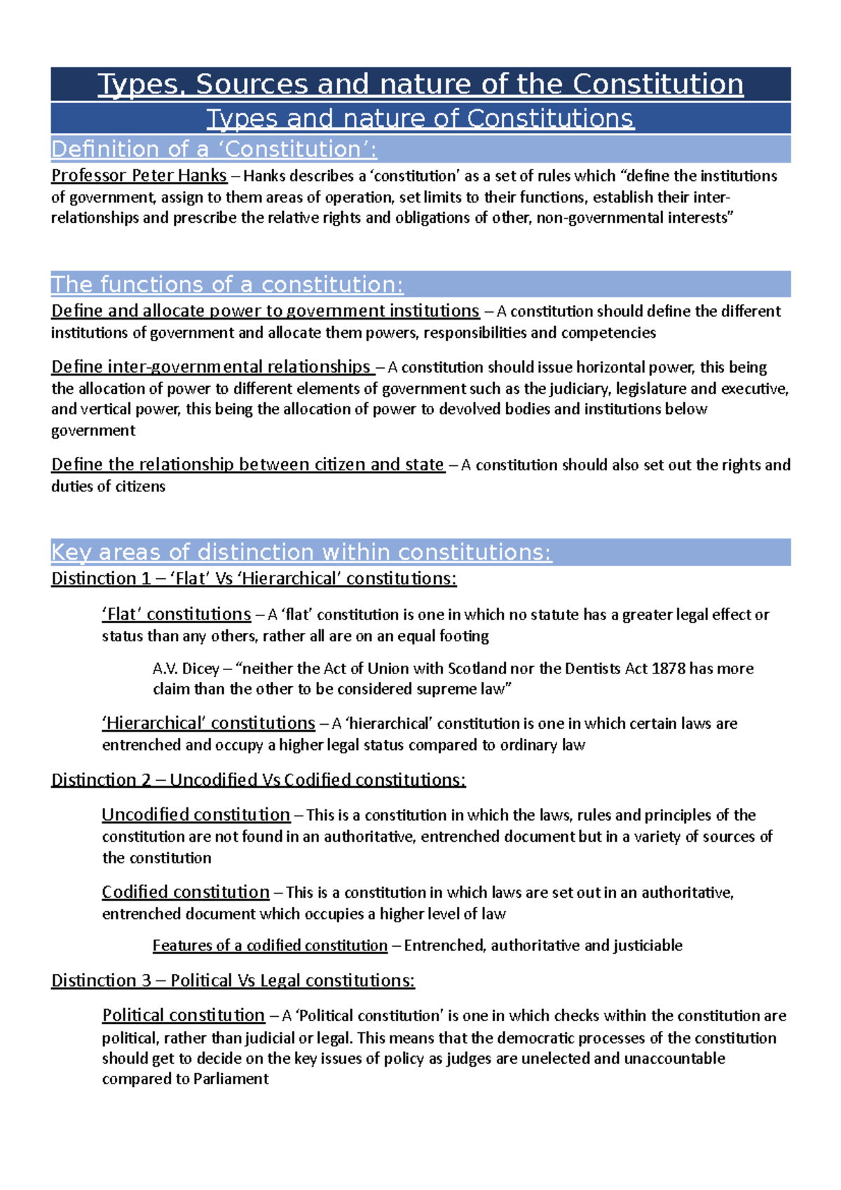 Types and Sources of Constitutions: Understanding their Nature and ...
