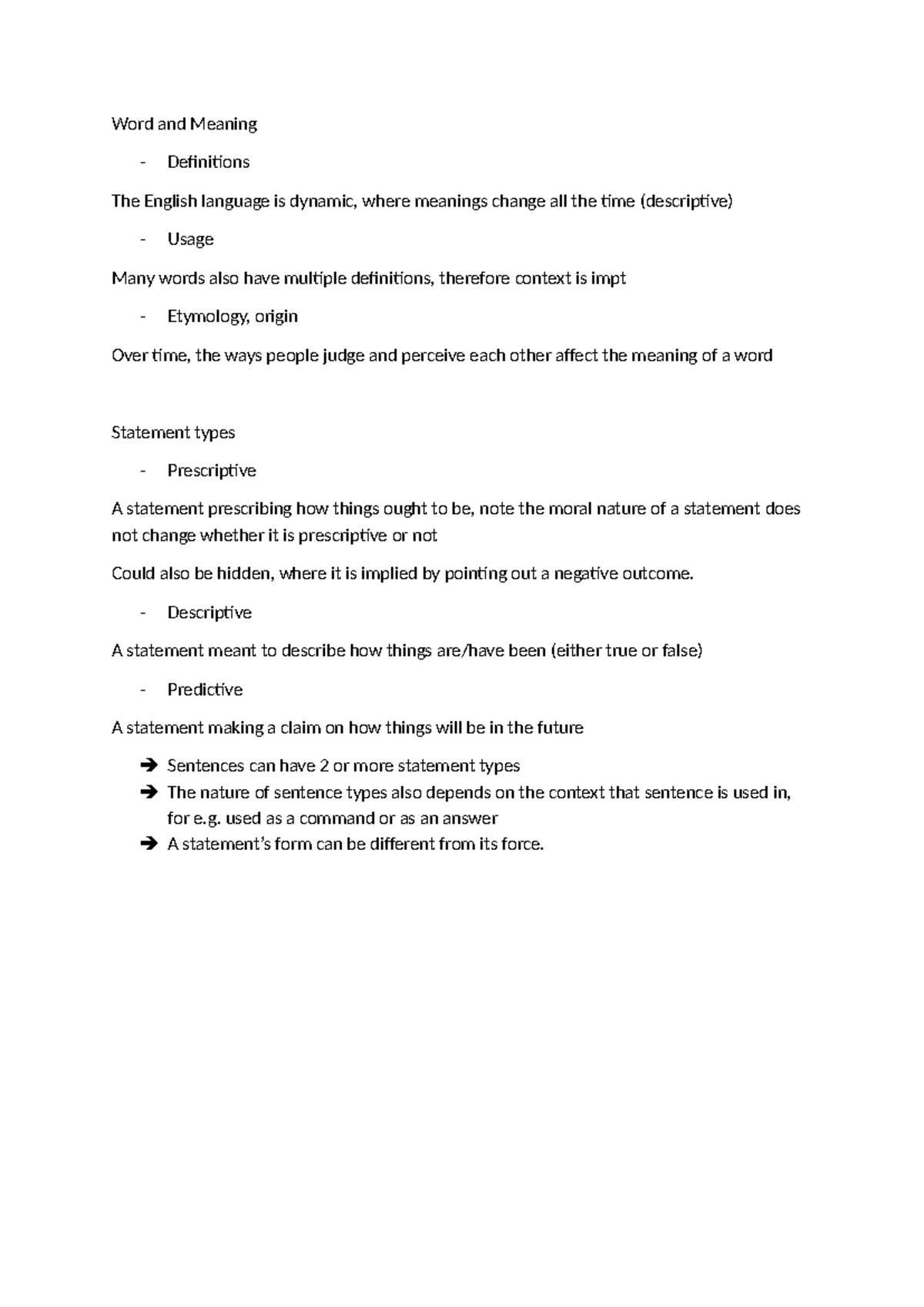 ENG 101: Word and Meaning Definitions - Tutorial Notes - Studocu