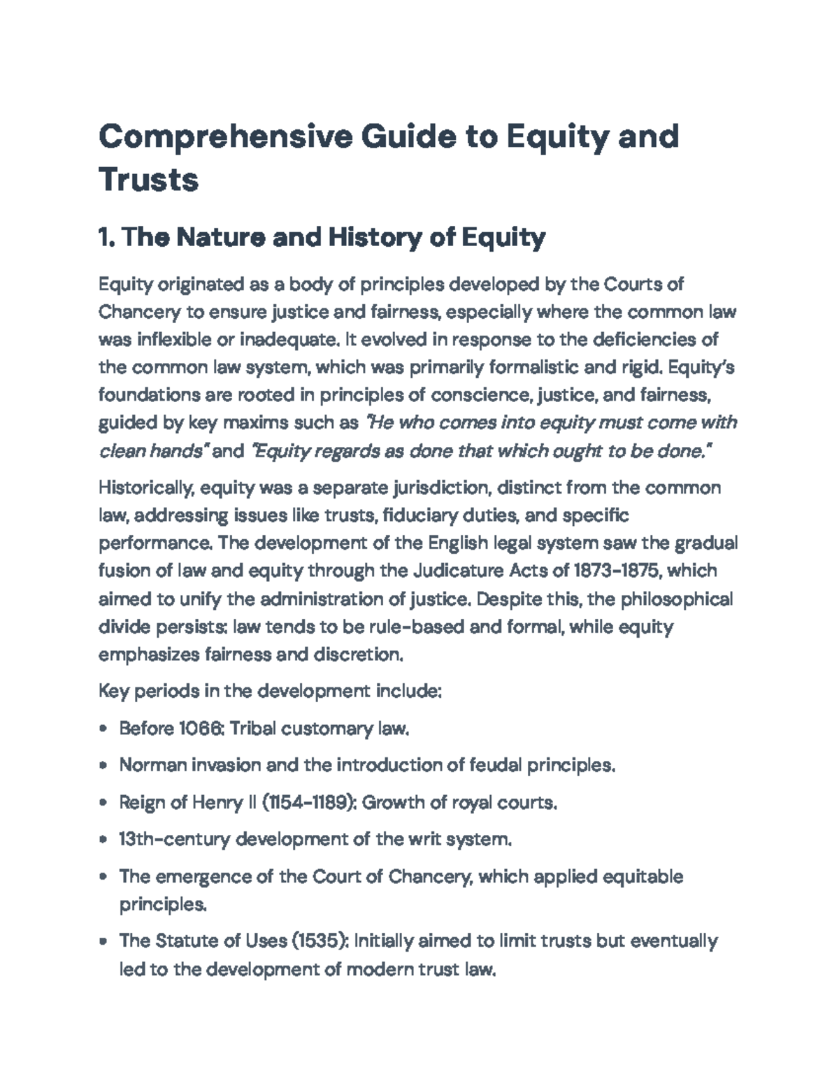 Equity and Trusts: Comprehensive Overview for Law Students (LAW101 ...