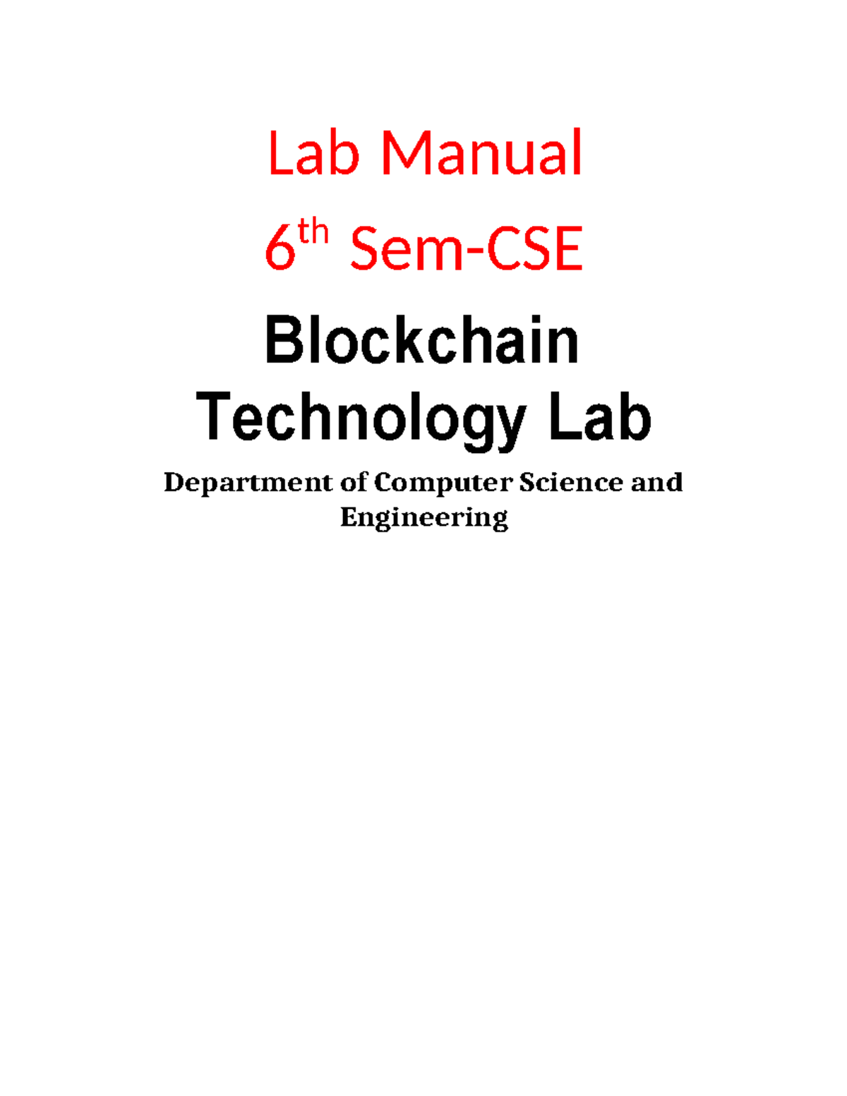 CSE 6th Sem Blockchain Technology Lab Manual and Exercises - Studocu