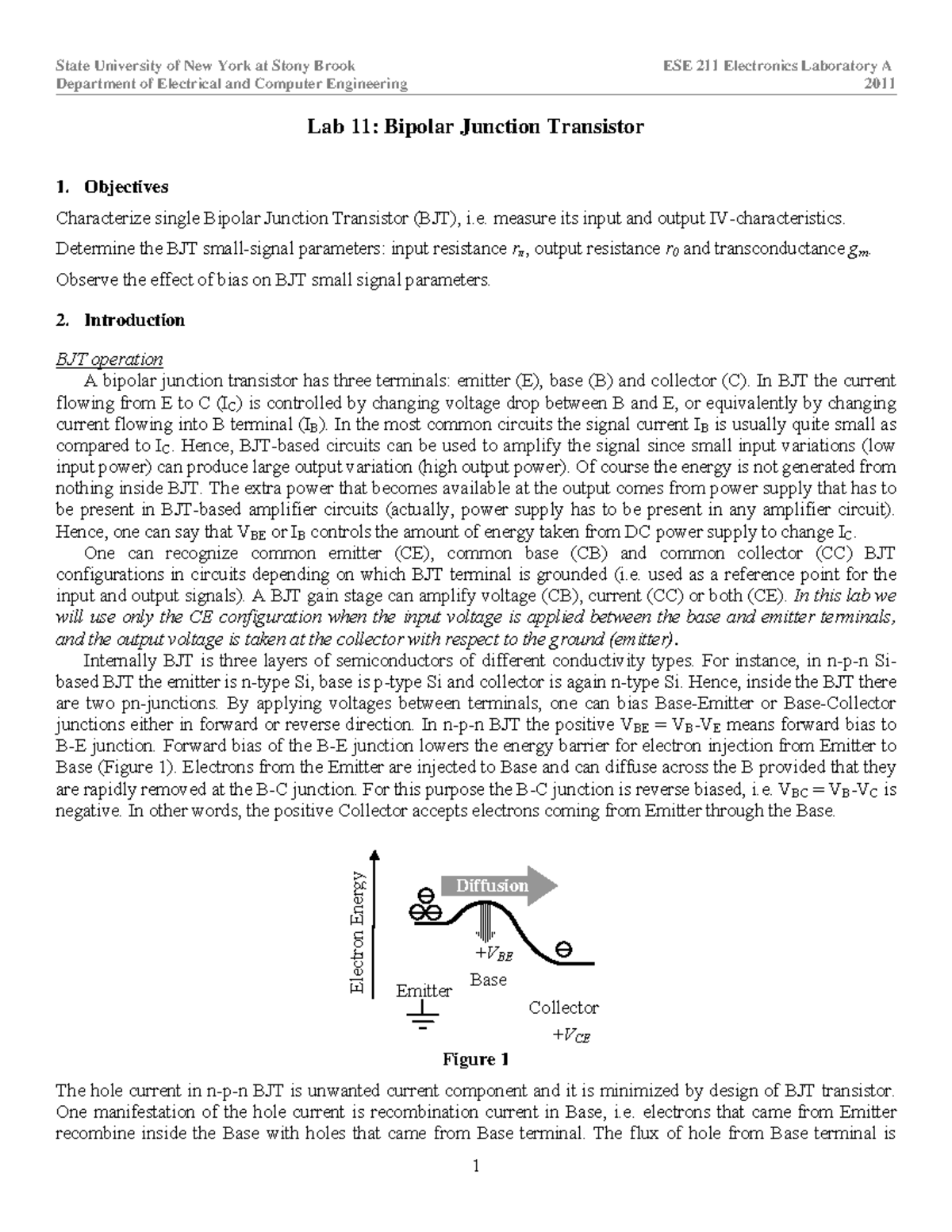 Lab 11 Report: Characterizing Bipolar Junction Transistors (BJT) - Studocu
