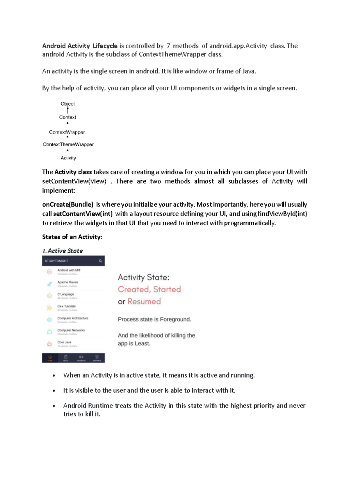 Android Activity Lifecycle: Understanding 7 Key States & Methods - Studocu