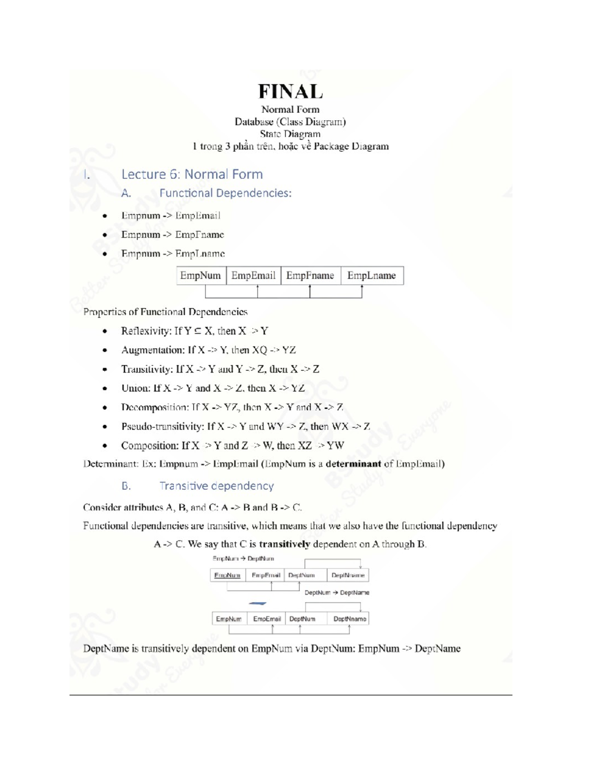 SM  Final Exam - Summary of OOAD Concepts and Normal Form Database - Document Preview
