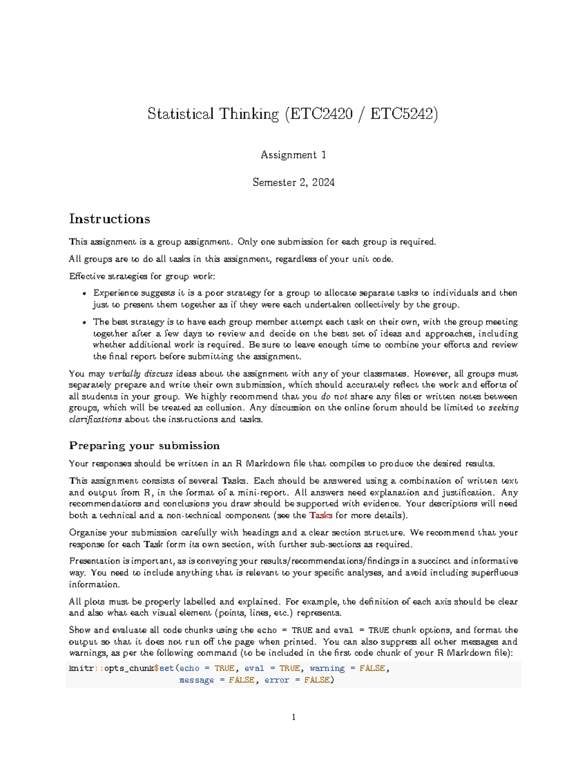 Assignment-01 - group assignment - Statistical Thinking (ETC2420 ...