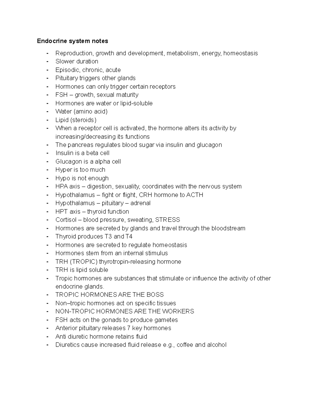 Endocrine System Notes: Hormones, Feedback Mechanisms & Functions (COMP ...