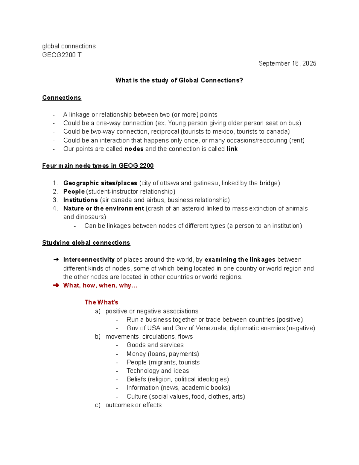 Global Connections Notes: Understanding Interdisciplinary Linkages in ...